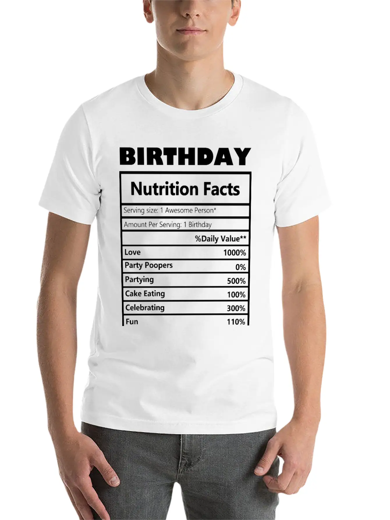 Birthday Nutrition _png. Comfortable Minimalist Graphic Tee – Summer Style Essential