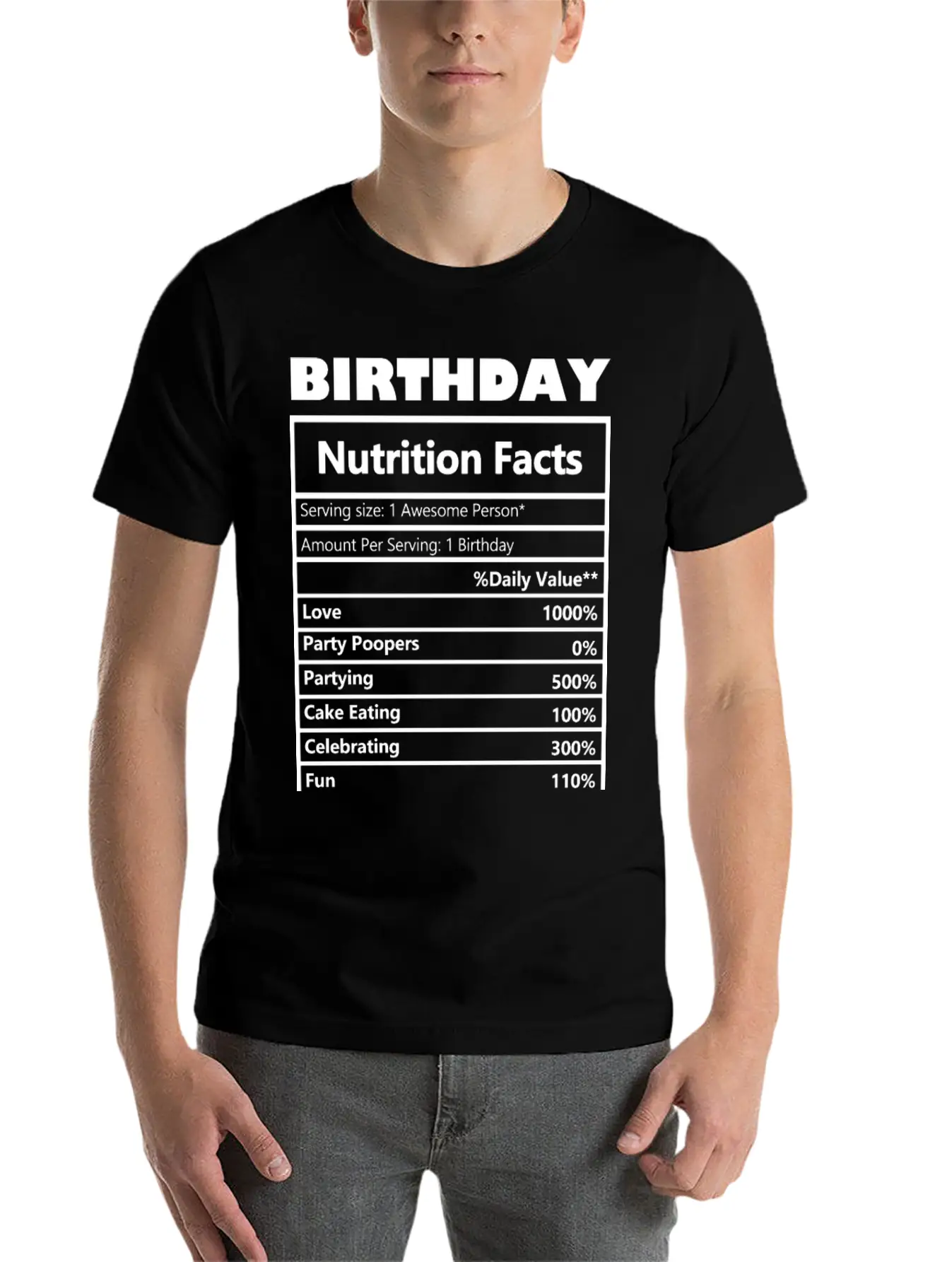 Birthday Nutrition _png. Comfortable Minimalist Graphic Tee – Summer Style Essential