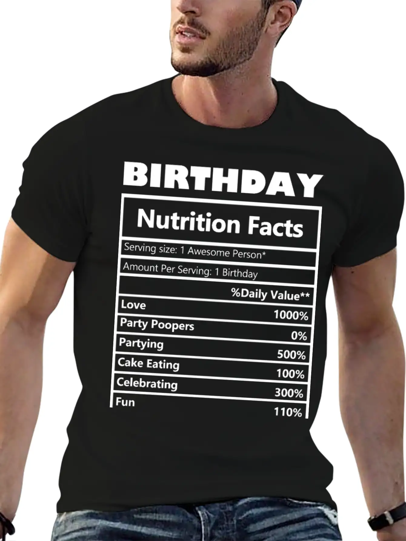 Birthday Nutrition _png. Comfortable Minimalist Graphic Tee – Summer Style Essential