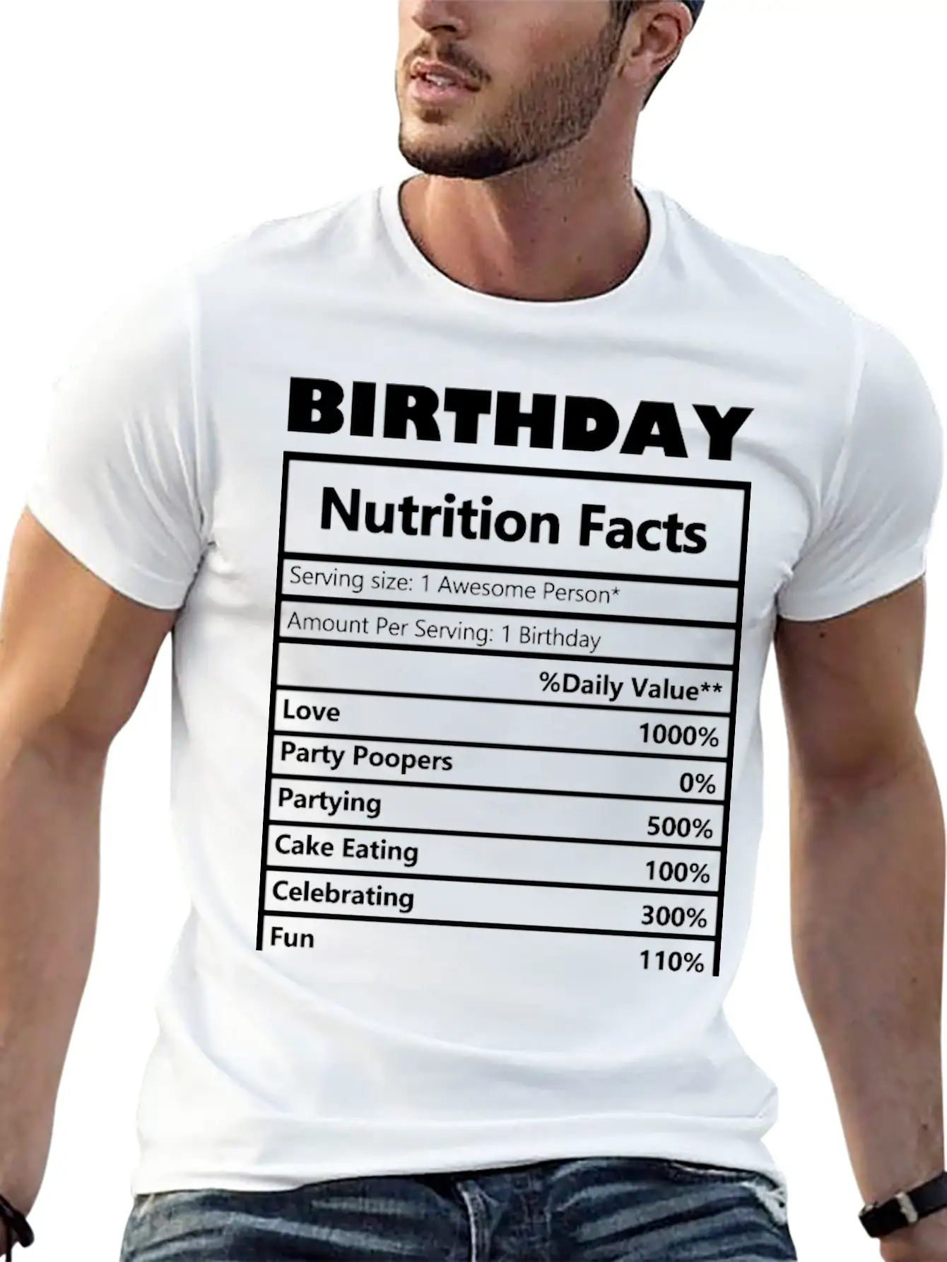 Birthday Nutrition _png. Comfortable Minimalist Graphic Tee – Summer Style Essential