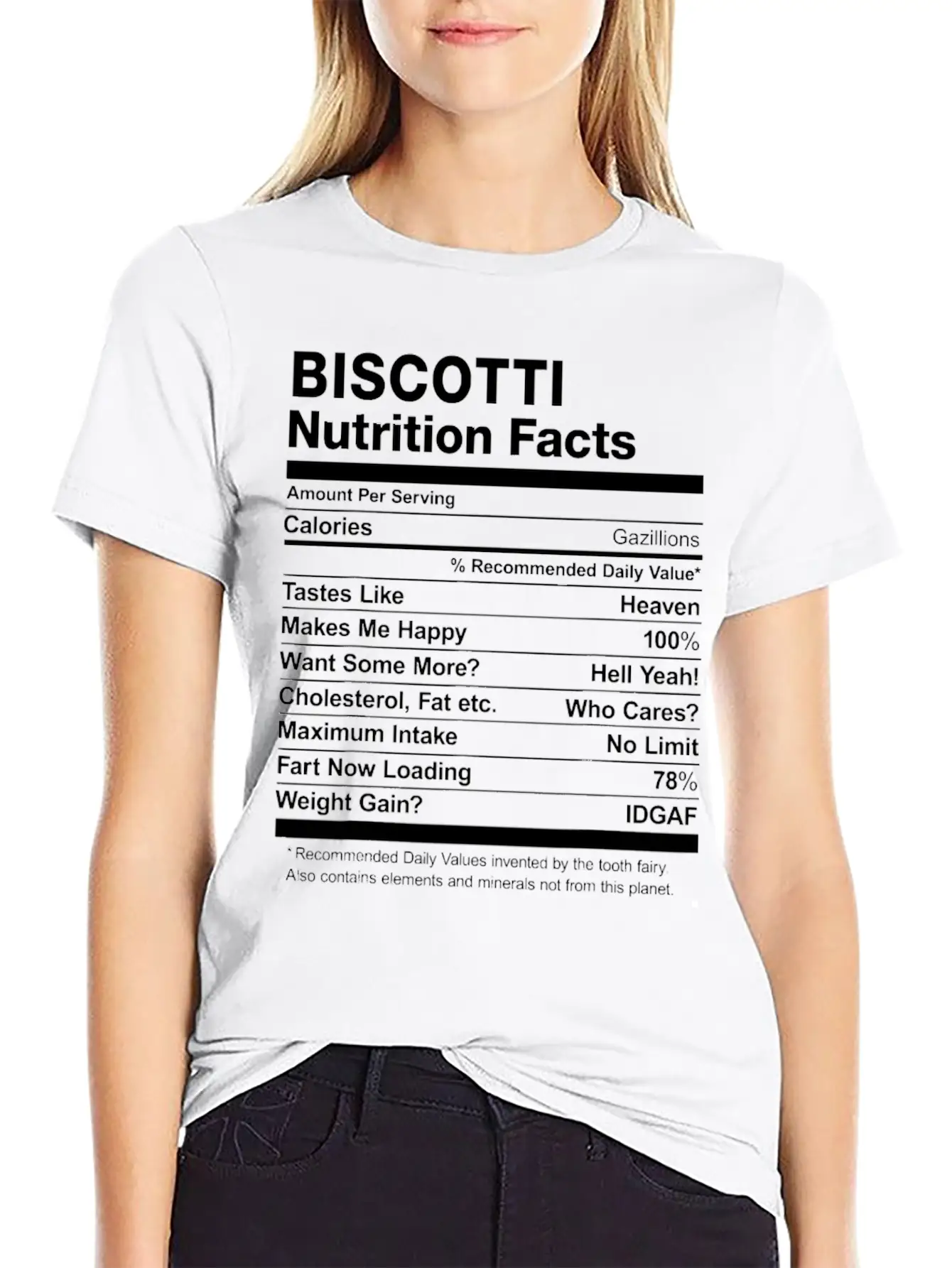 Biscotti Nutrition Facts Funny T Shirt Basic Graphic T-Shirt – Daily Comfort In Soft Cotton