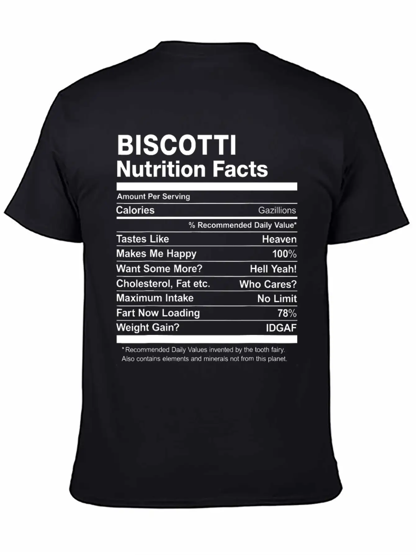 Biscotti Nutrition Facts Funny T Shirt Basic Graphic T-Shirt – Daily Comfort In Soft Cotton