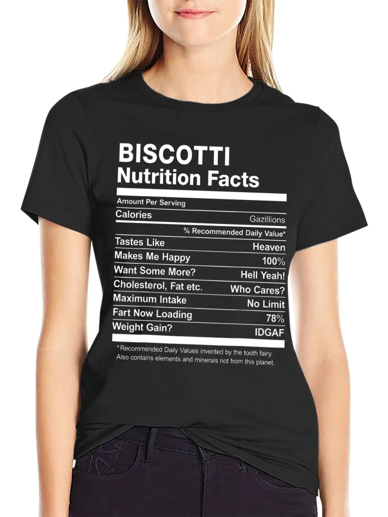 Biscotti Nutrition Facts Funny T Shirt Basic Graphic T-Shirt – Daily Comfort In Soft Cotton