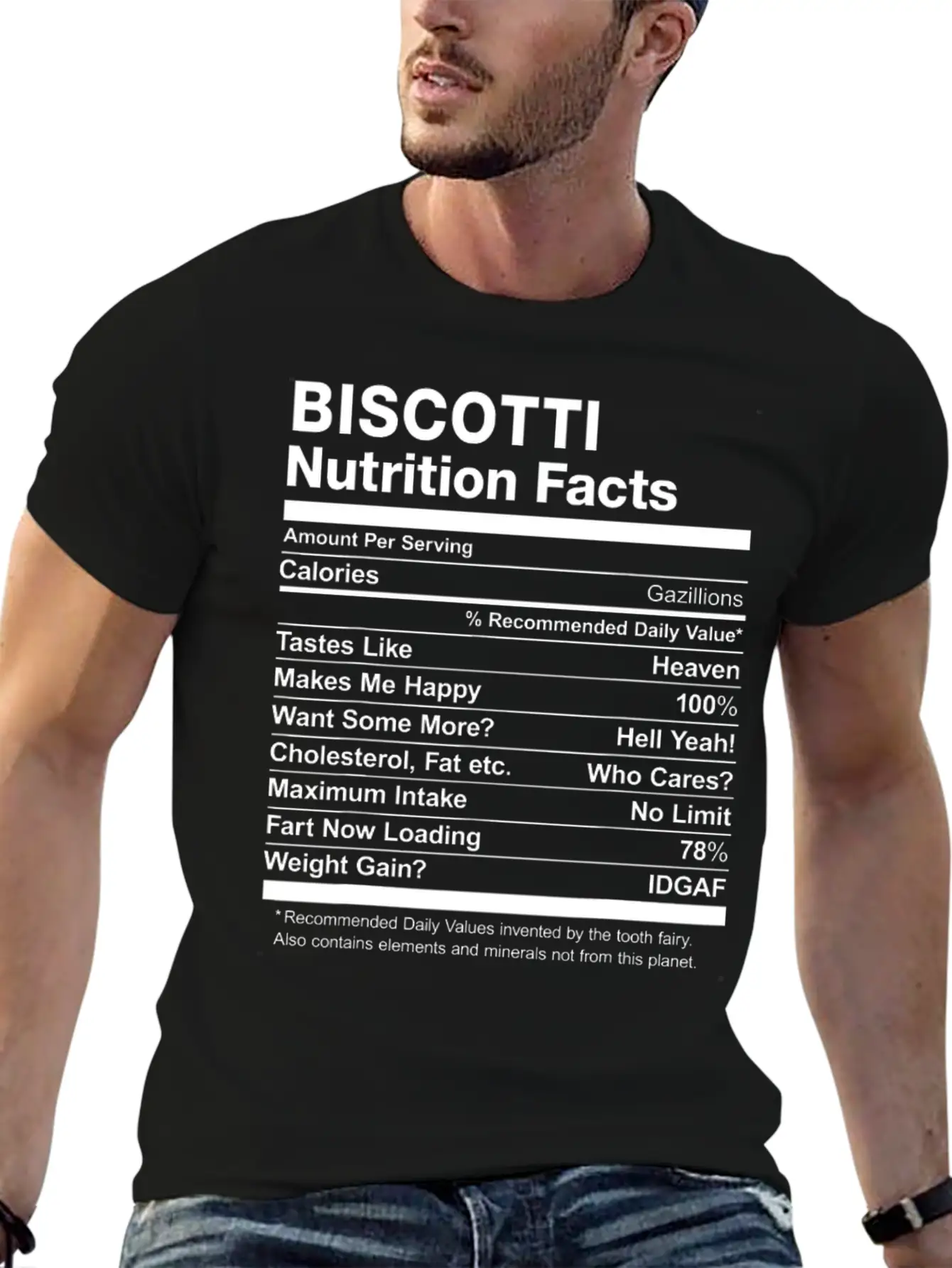 Biscotti Nutrition Facts Funny T Shirt Basic Graphic T-Shirt – Daily Comfort In Soft Cotton