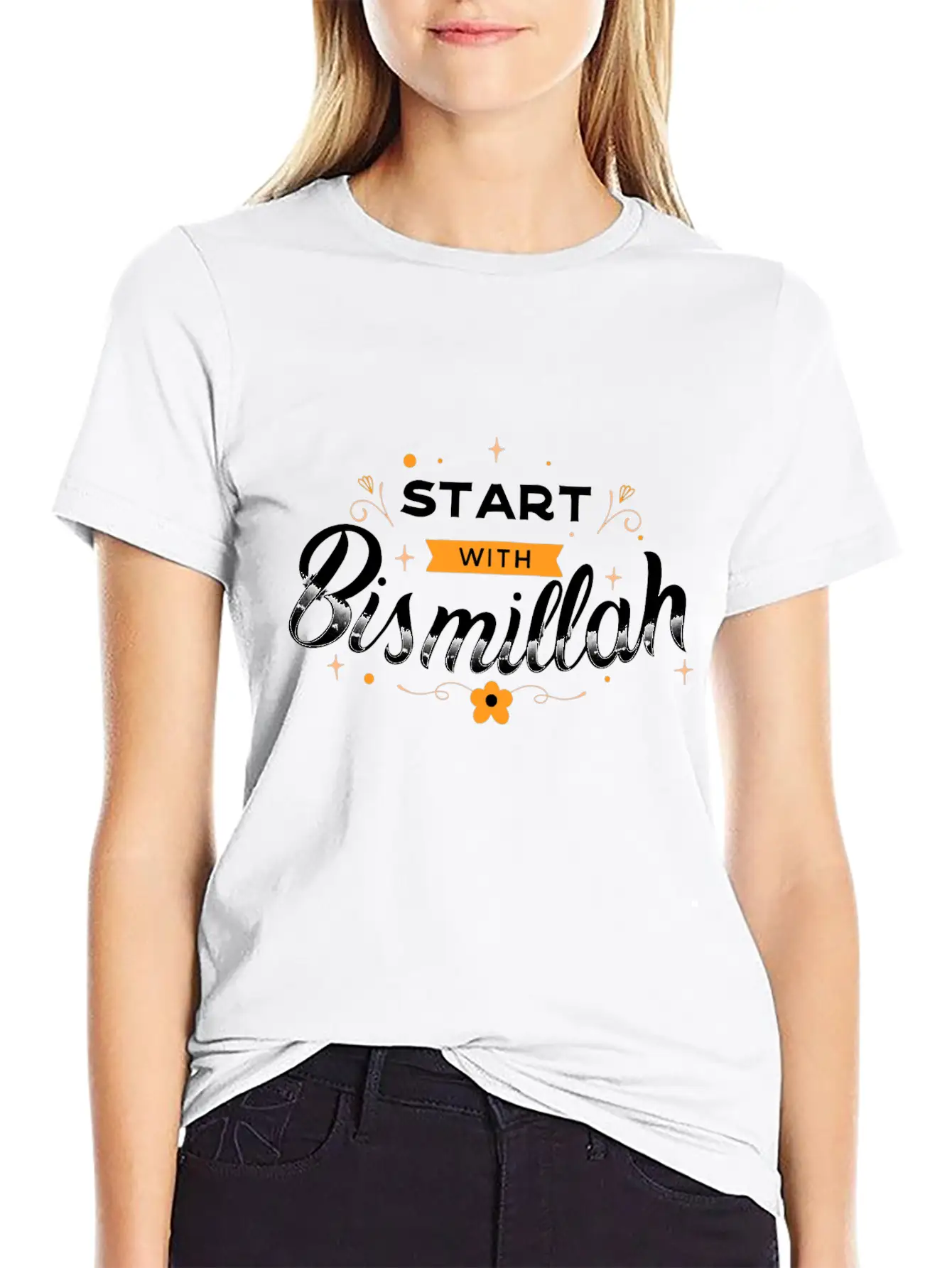 Bismillah Quote Lettering Unisex Short Sleeve Soft Cotton T-Shirt – Casual Everyday Wear