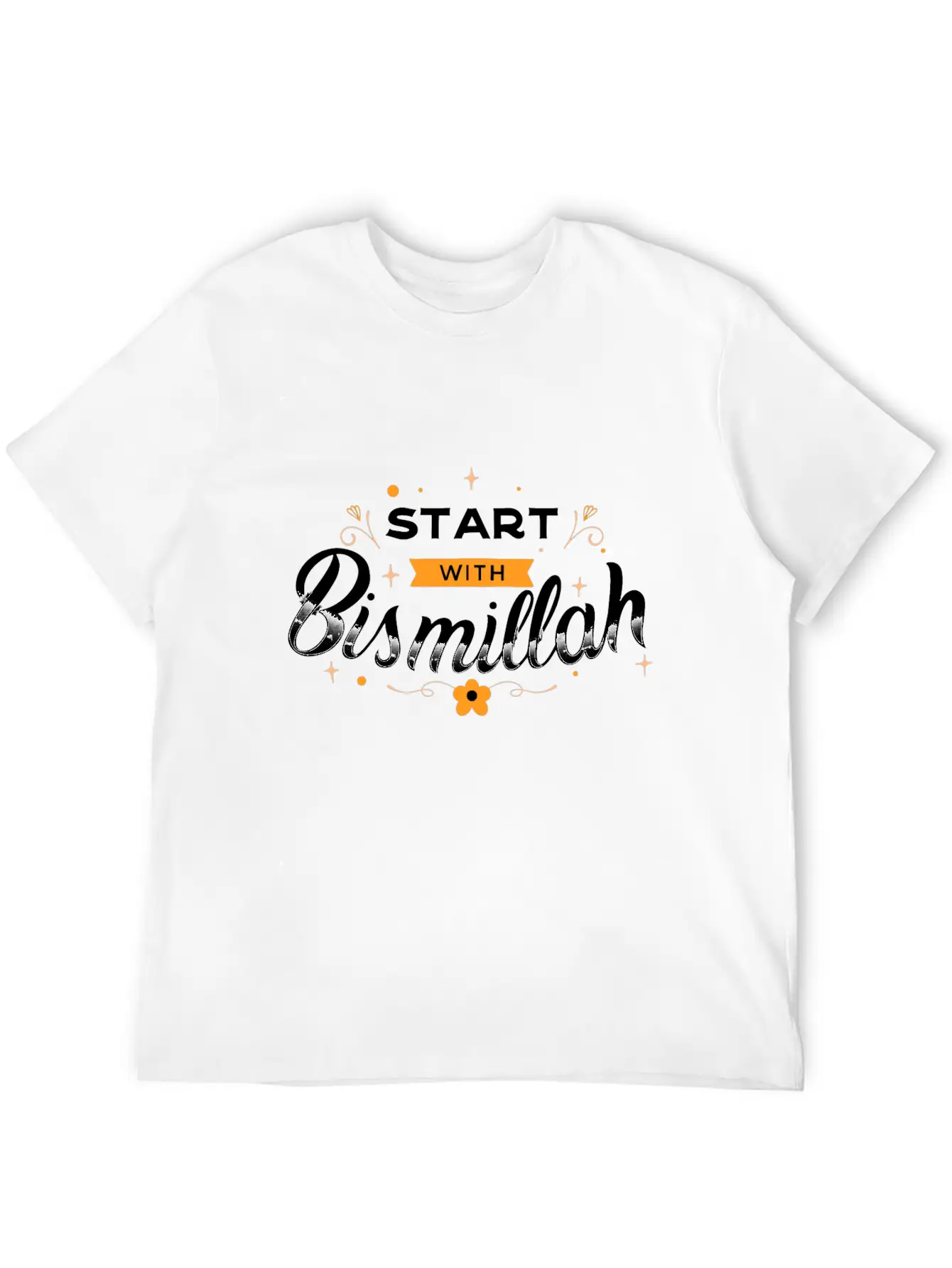 Bismillah Quote Lettering Unisex Short Sleeve Soft Cotton T-Shirt – Casual Everyday Wear
