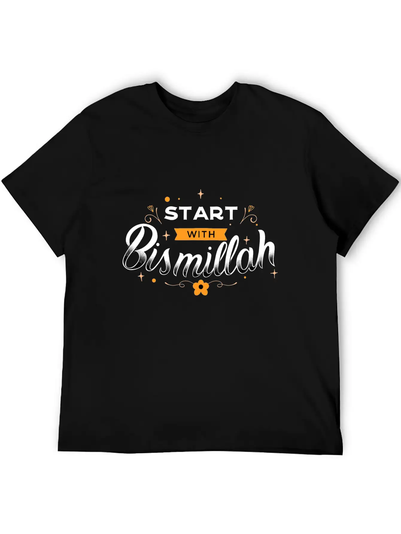 Bismillah Quote Lettering Unisex Short Sleeve Soft Cotton T-Shirt – Casual Everyday Wear