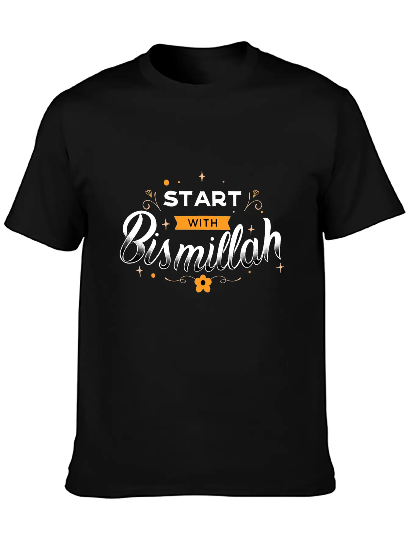 Bismillah Quote Lettering Unisex Short Sleeve Soft Cotton T-Shirt – Casual Everyday Wear