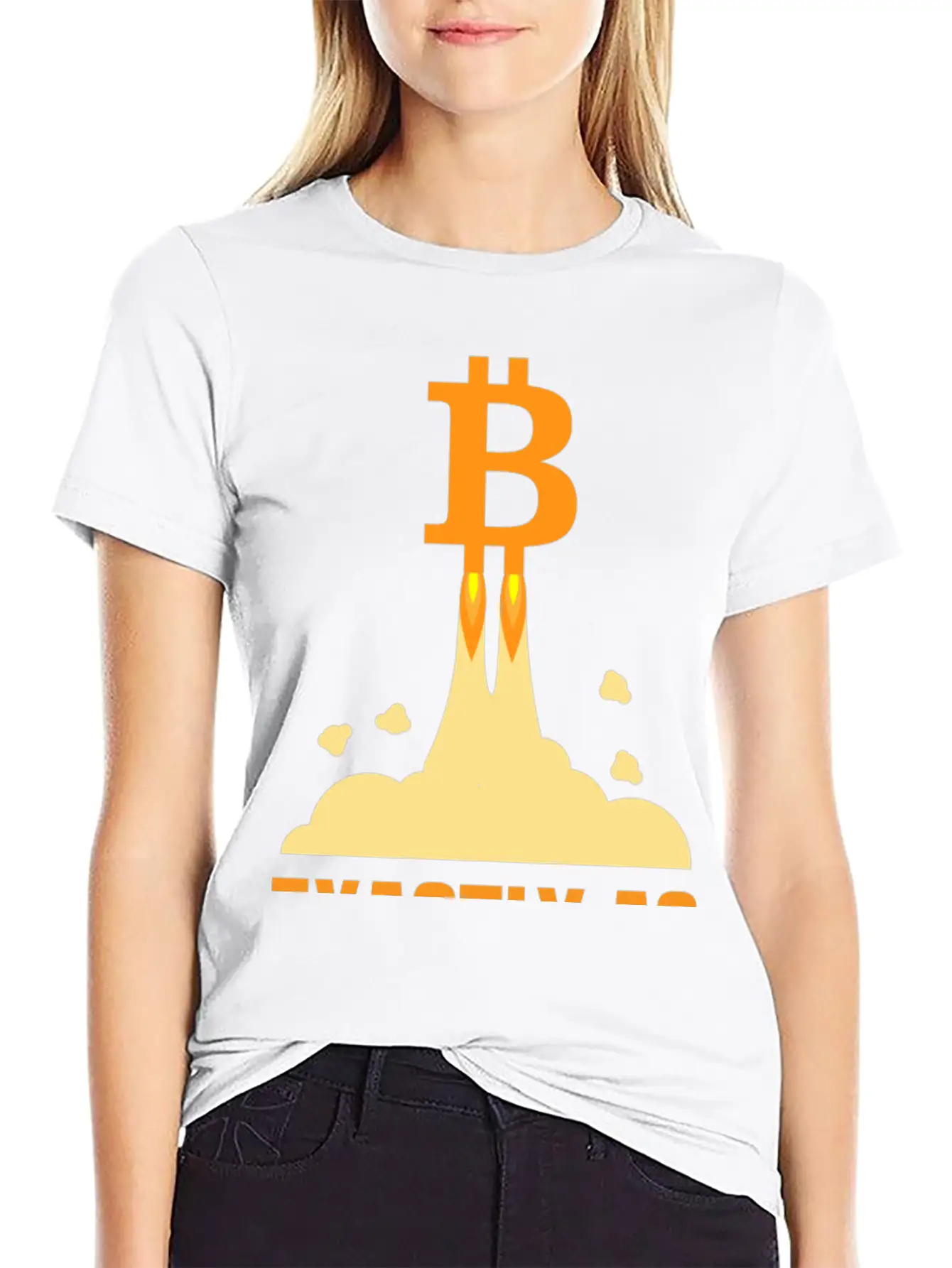 Bitcoin And A Rocket To The Moon Timeless Short Sleeve Tee – Comfy And Minimalist Design