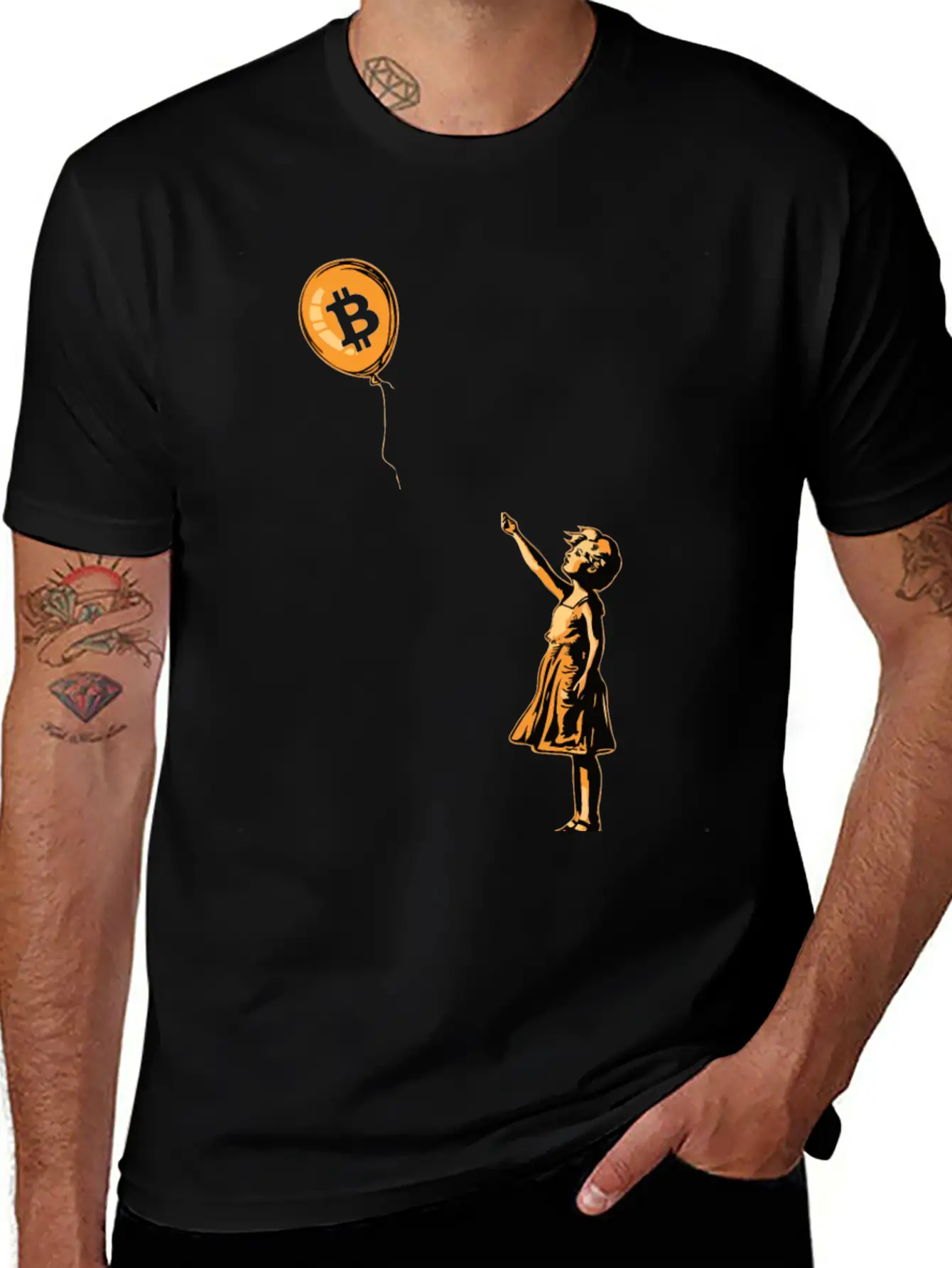 Bitcoin BTC Balloon Cryptocurrency Unisex Short Sleeve Soft Cotton T-Shirt – Casual Everyday Wear