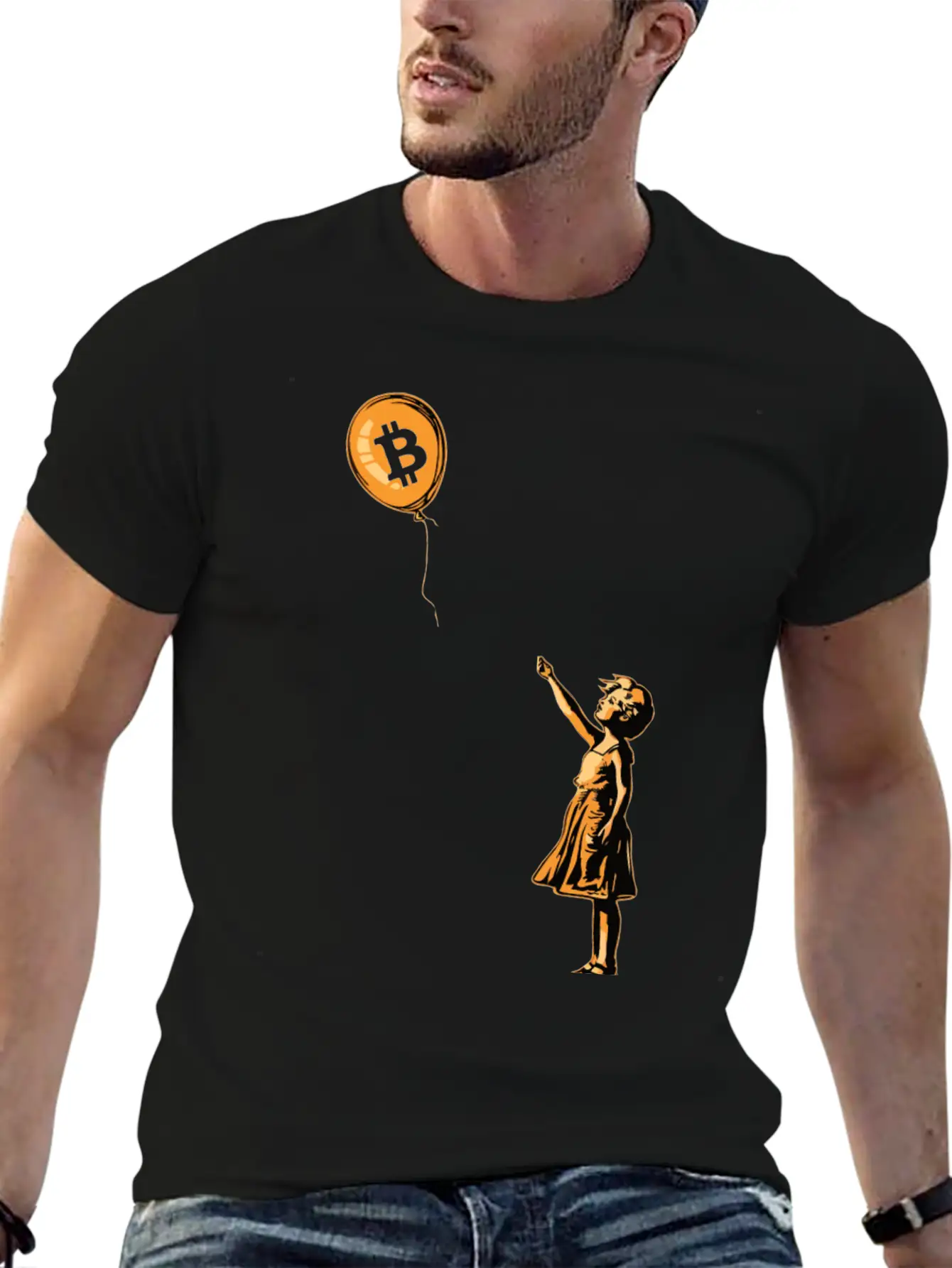Bitcoin BTC Balloon Cryptocurrency Unisex Short Sleeve Soft Cotton T-Shirt – Casual Everyday Wear