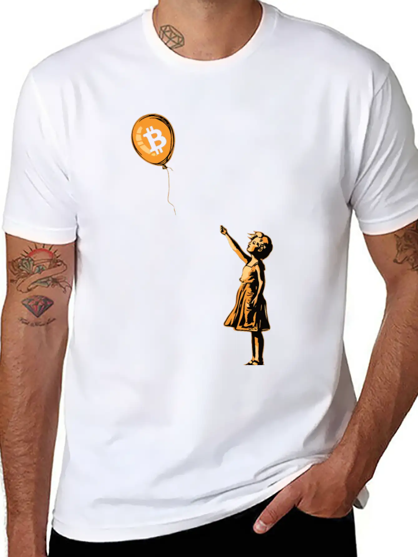 Bitcoin BTC Balloon Cryptocurrency Unisex Short Sleeve Soft Cotton T-Shirt – Casual Everyday Wear