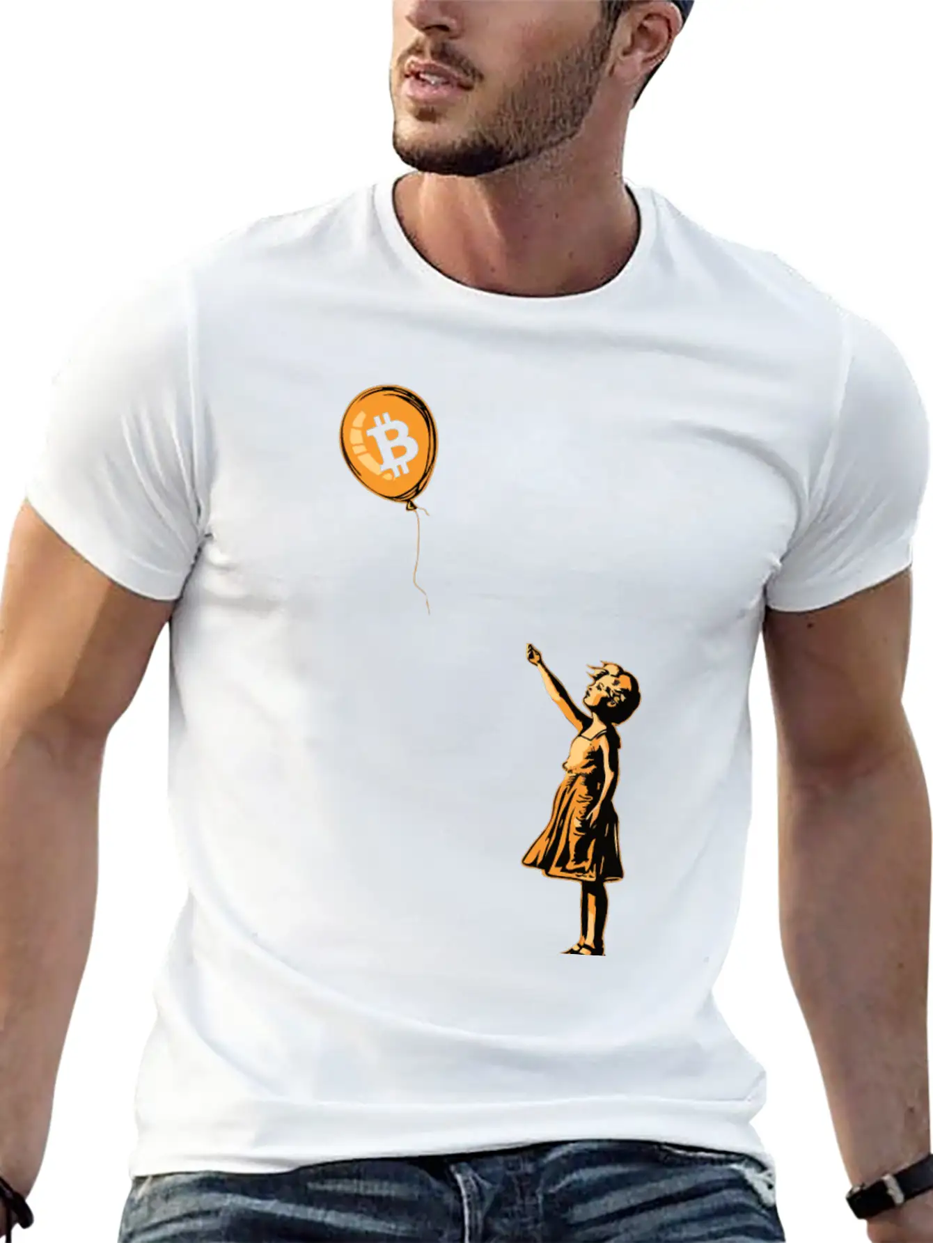 Bitcoin BTC Balloon Cryptocurrency Unisex Short Sleeve Soft Cotton T-Shirt – Casual Everyday Wear