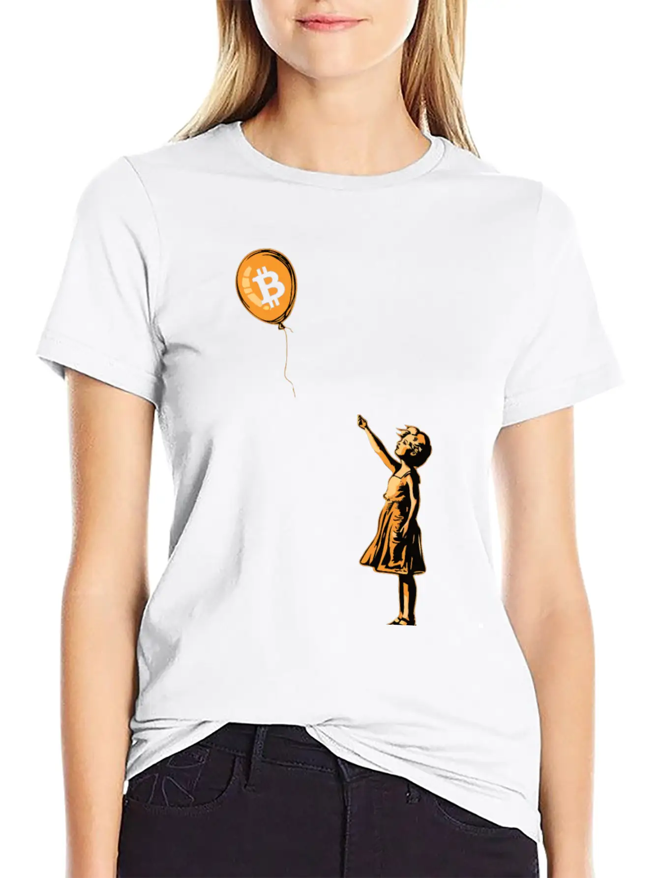 Bitcoin BTC Balloon Cryptocurrency Unisex Short Sleeve Soft Cotton T-Shirt – Casual Everyday Wear