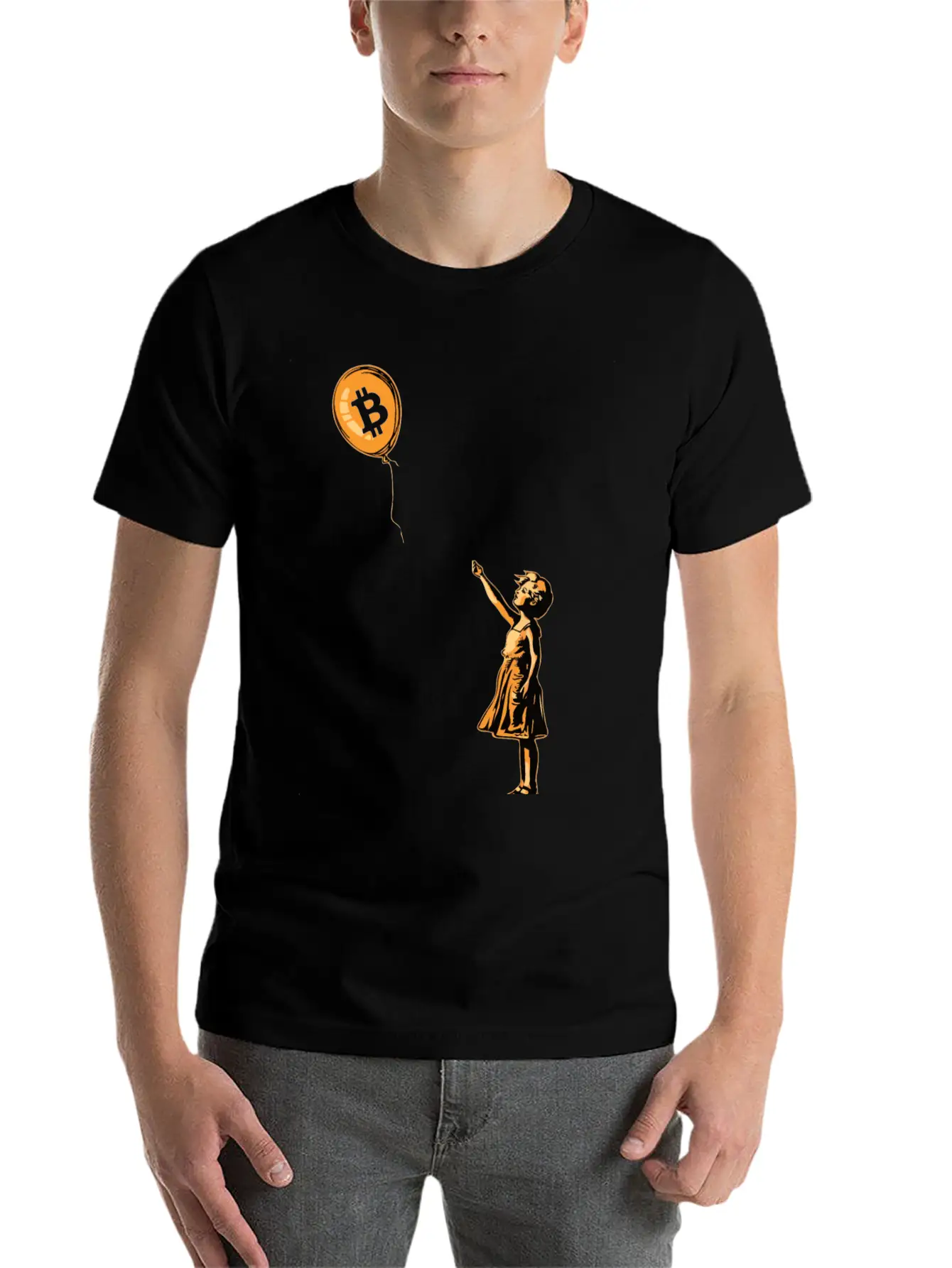 Bitcoin BTC Balloon Cryptocurrency Unisex Short Sleeve Soft Cotton T-Shirt – Casual Everyday Wear