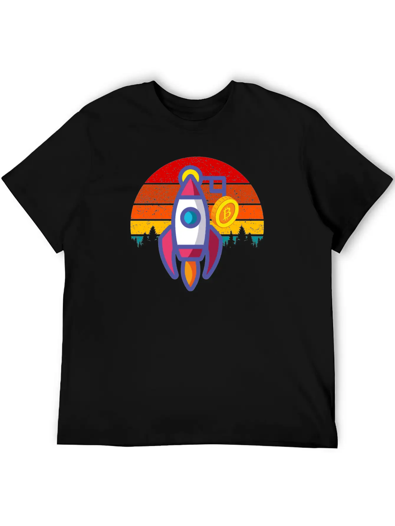 Bitcoin BTC Blockchain To The Moon Cryptocurrency Timeless Short Sleeve Tee – Comfy And Minimalist Design
