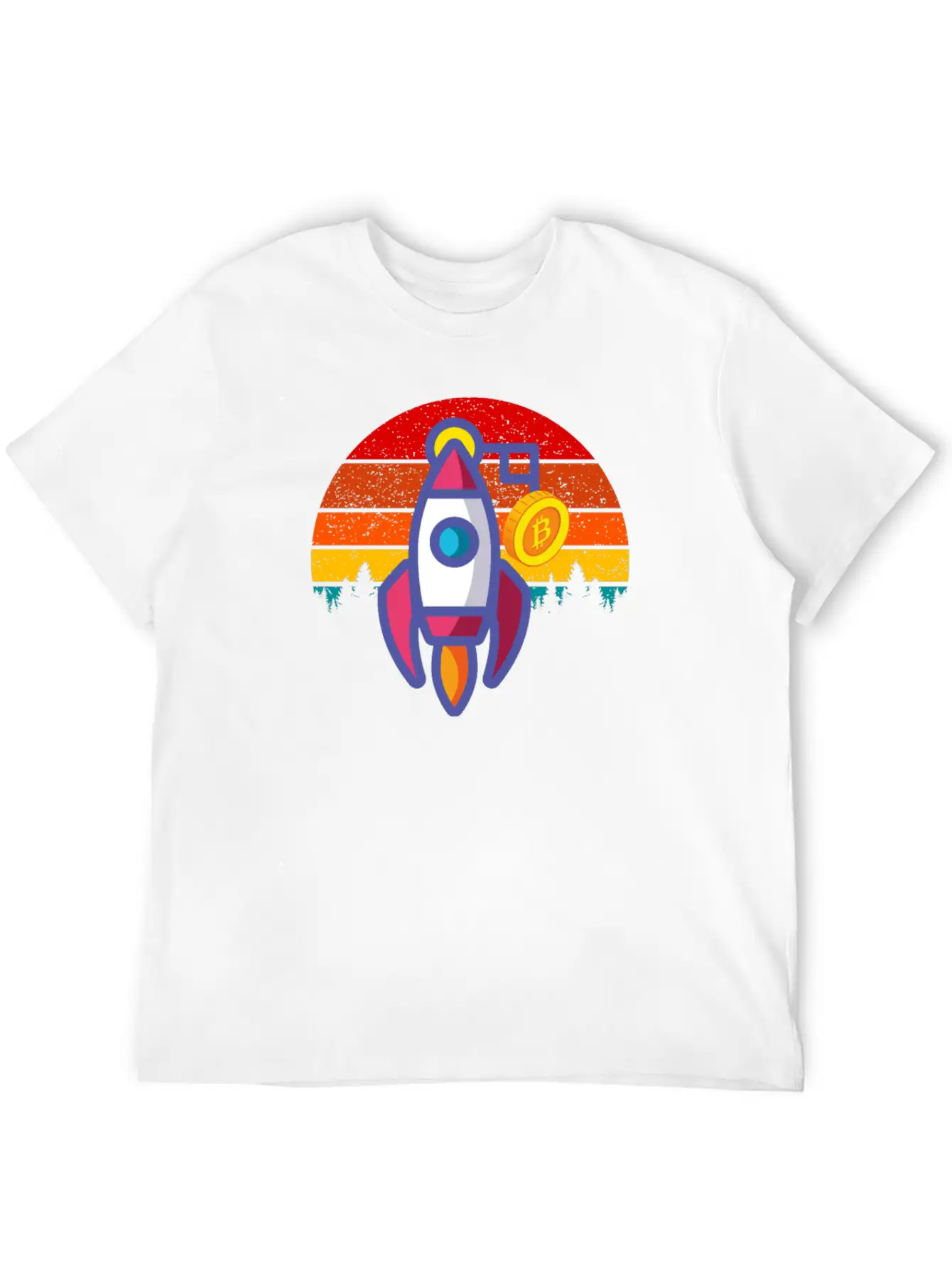 Bitcoin BTC Blockchain To The Moon Cryptocurrency Timeless Short Sleeve Tee – Comfy And Minimalist Design