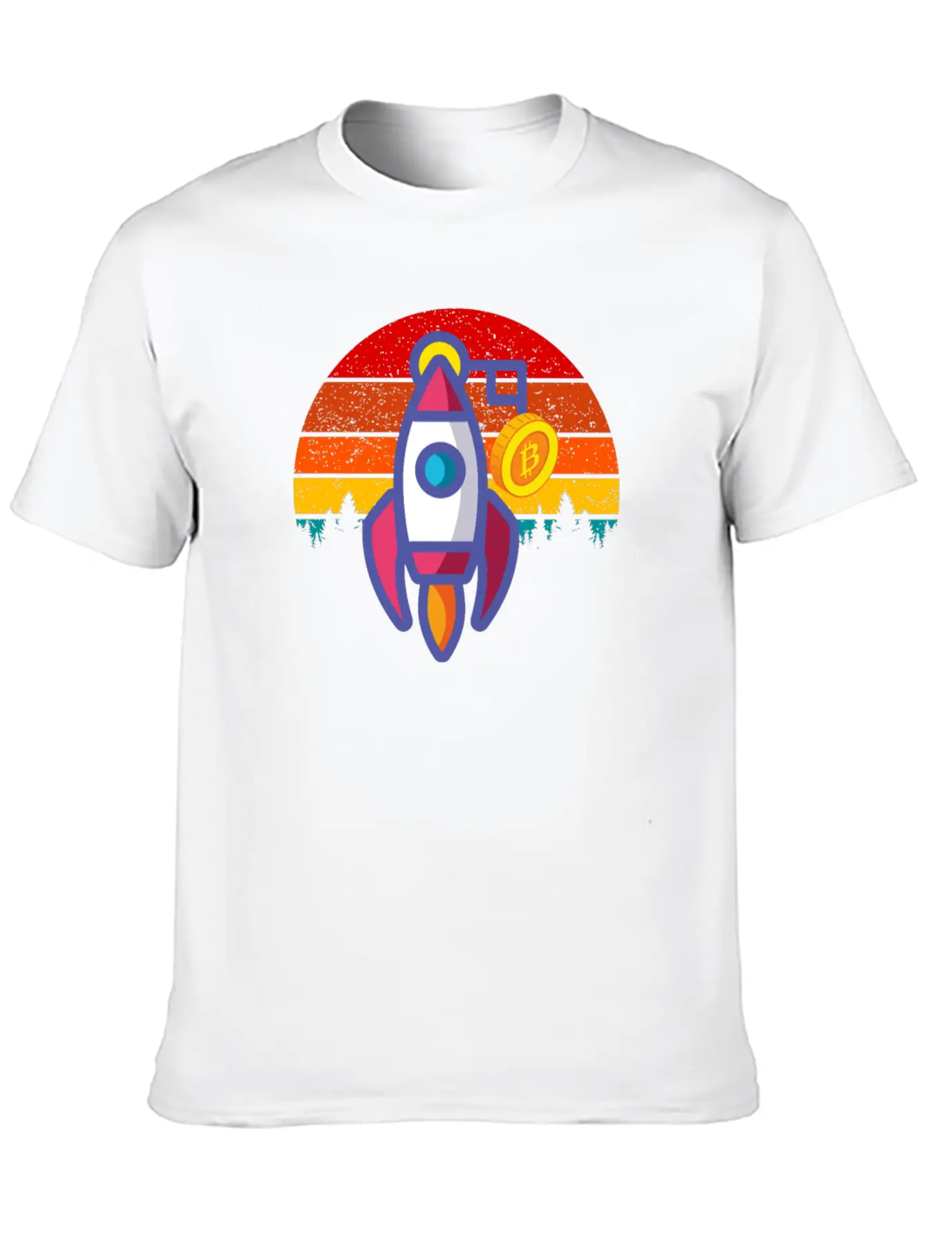 Bitcoin BTC Blockchain To The Moon Cryptocurrency Timeless Short Sleeve Tee – Comfy And Minimalist Design