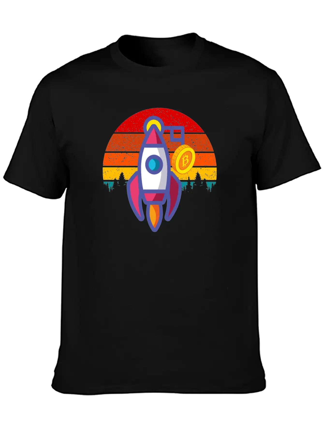 Bitcoin BTC Blockchain To The Moon Cryptocurrency Timeless Short Sleeve Tee – Comfy And Minimalist Design