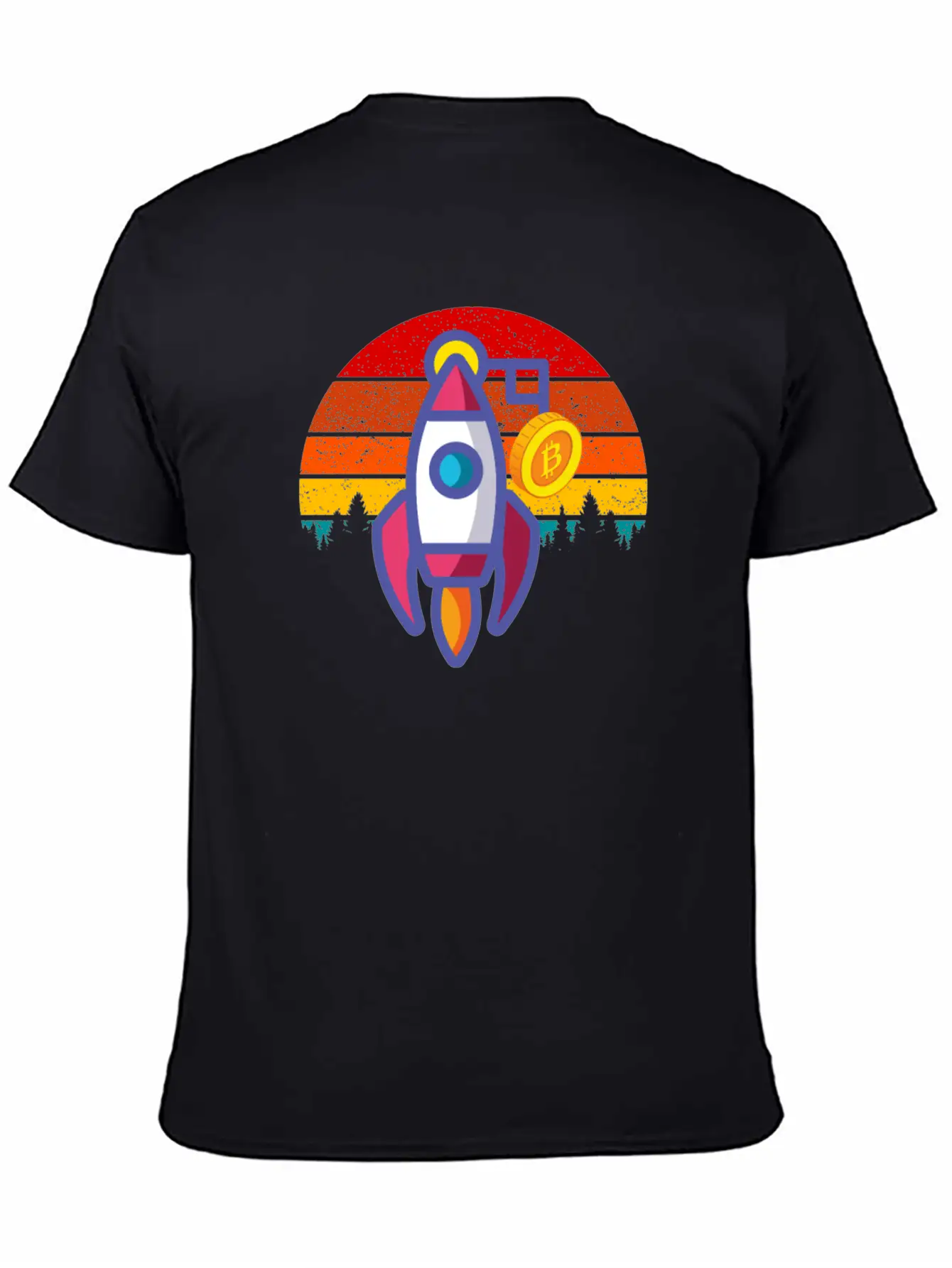 Bitcoin BTC Blockchain To The Moon Cryptocurrency Timeless Short Sleeve Tee – Comfy And Minimalist Design
