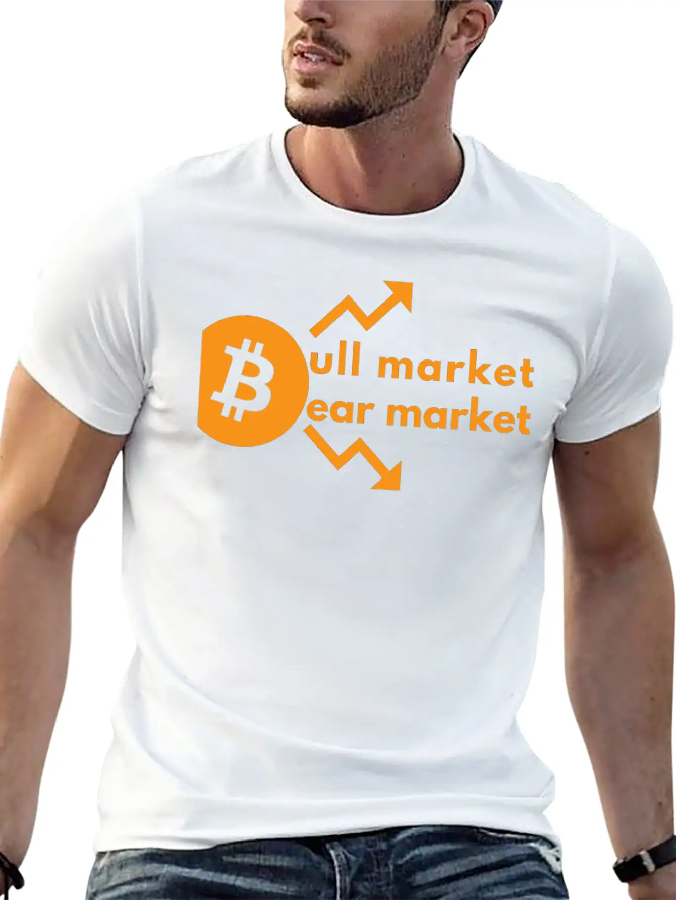 Bitcoin Bull And Bear Market- Crypto Design Unisex Short Sleeve Soft Cotton T-Shirt – Casual Everyday Wear