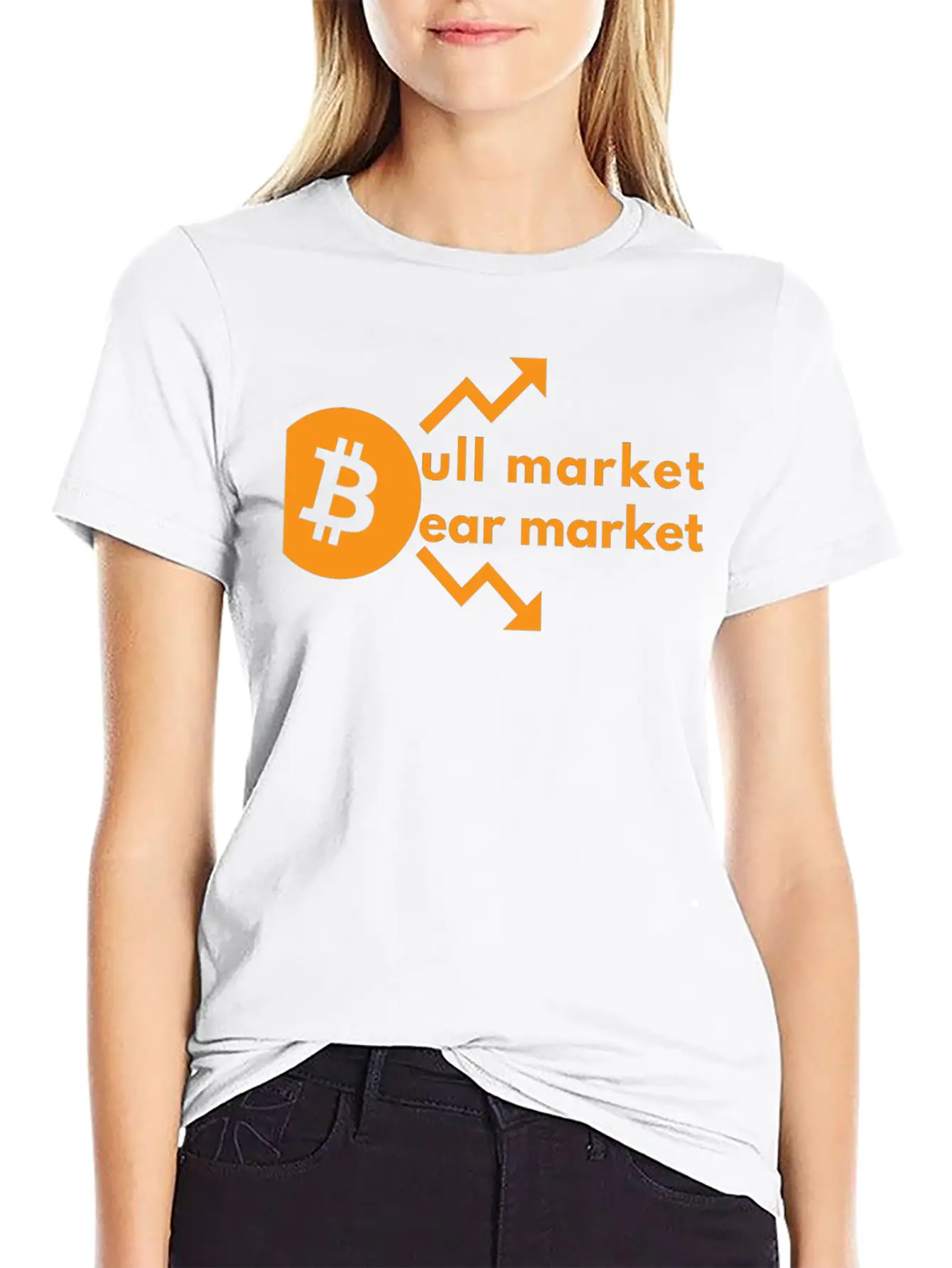 Bitcoin Bull And Bear Market- Crypto Design Unisex Short Sleeve Soft Cotton T-Shirt – Casual Everyday Wear