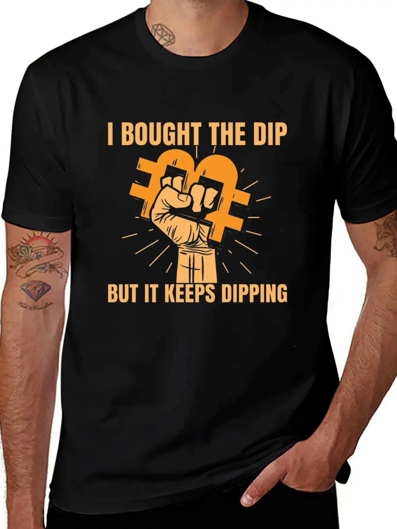 Bitcoin Crypto Market Dip Hand Unisex Casual T-Shirt – Clean Design For Daily Comfort