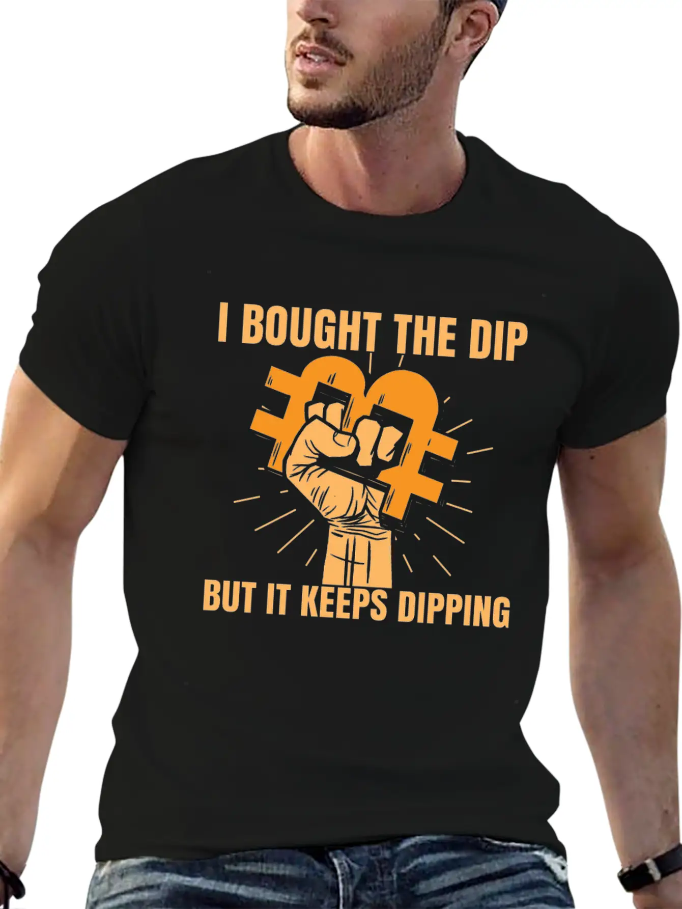 Bitcoin Crypto Market Dip Hand Unisex Casual T-Shirt – Clean Design For Daily Comfort