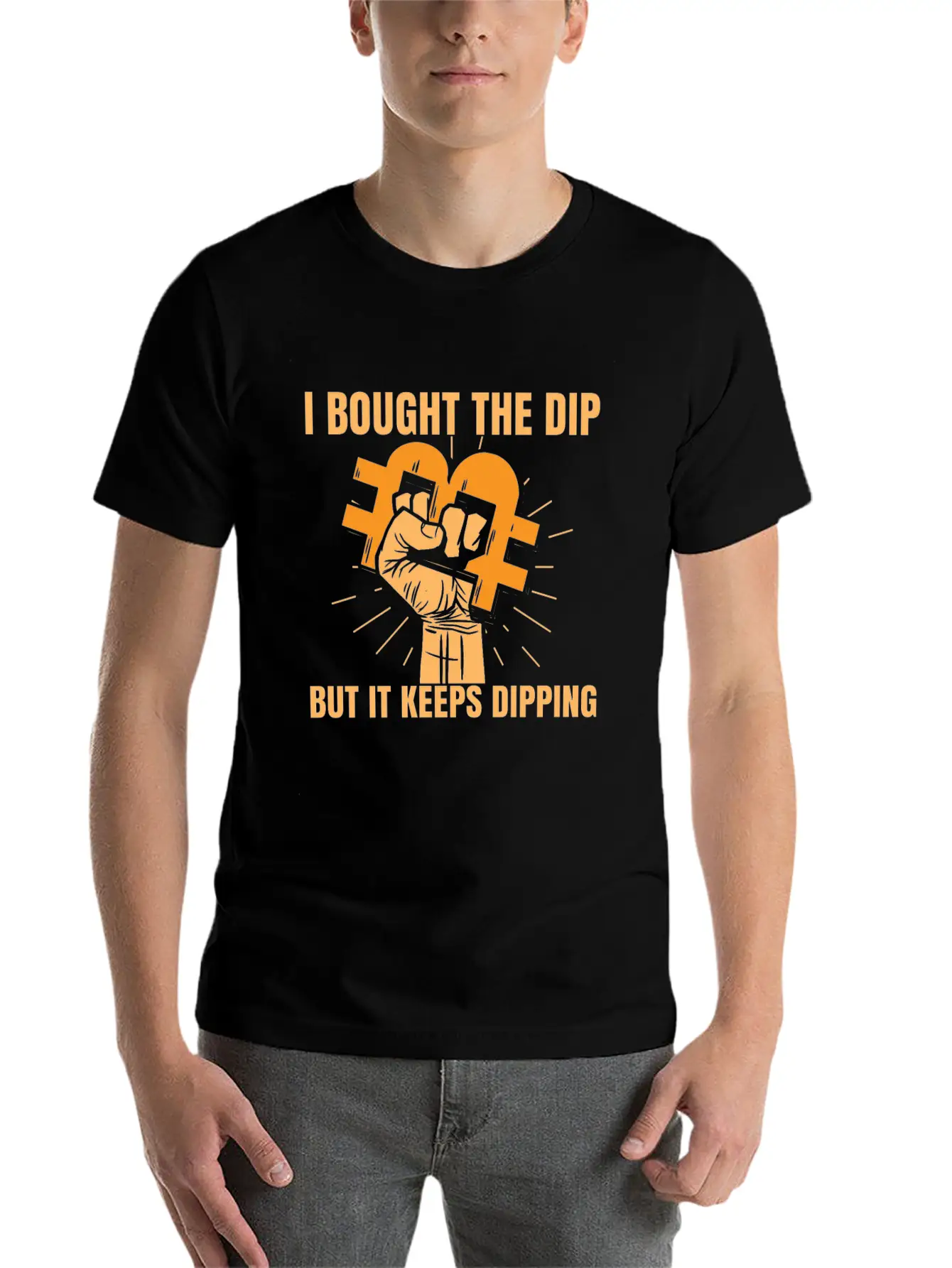 Bitcoin Crypto Market Dip Hand Unisex Casual T-Shirt – Clean Design For Daily Comfort