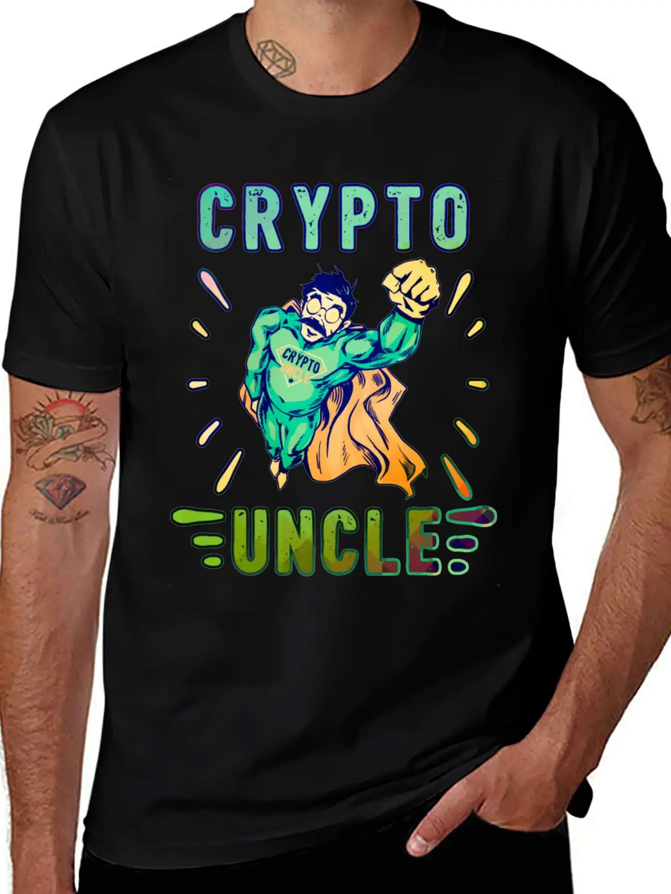 Bitcoin Crypto Uncle Cool Trader Crypto Unisex Short Sleeve Soft Cotton T-Shirt – Casual Everyday Wear