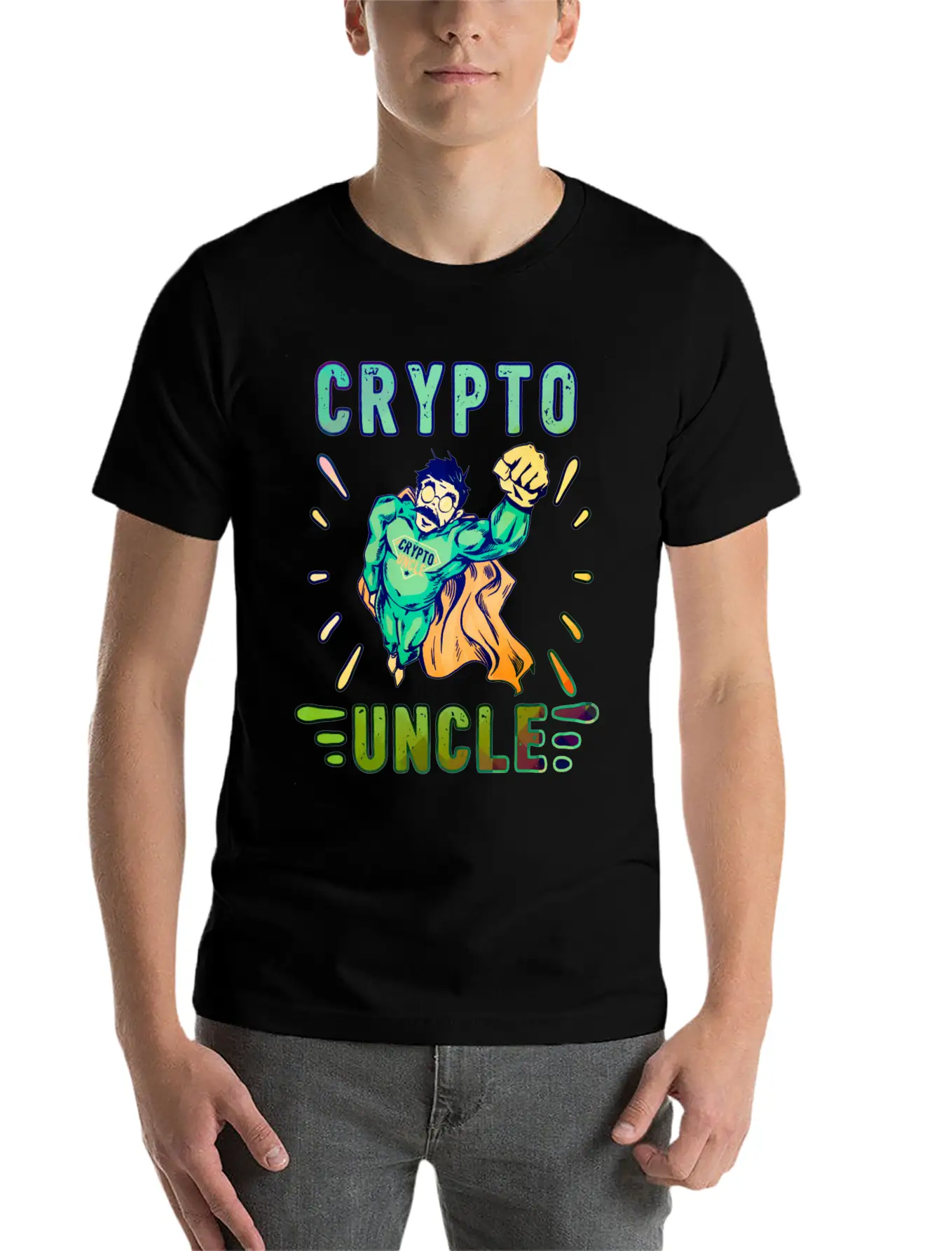 Bitcoin Crypto Uncle Cool Trader Crypto Unisex Short Sleeve Soft Cotton T-Shirt – Casual Everyday Wear