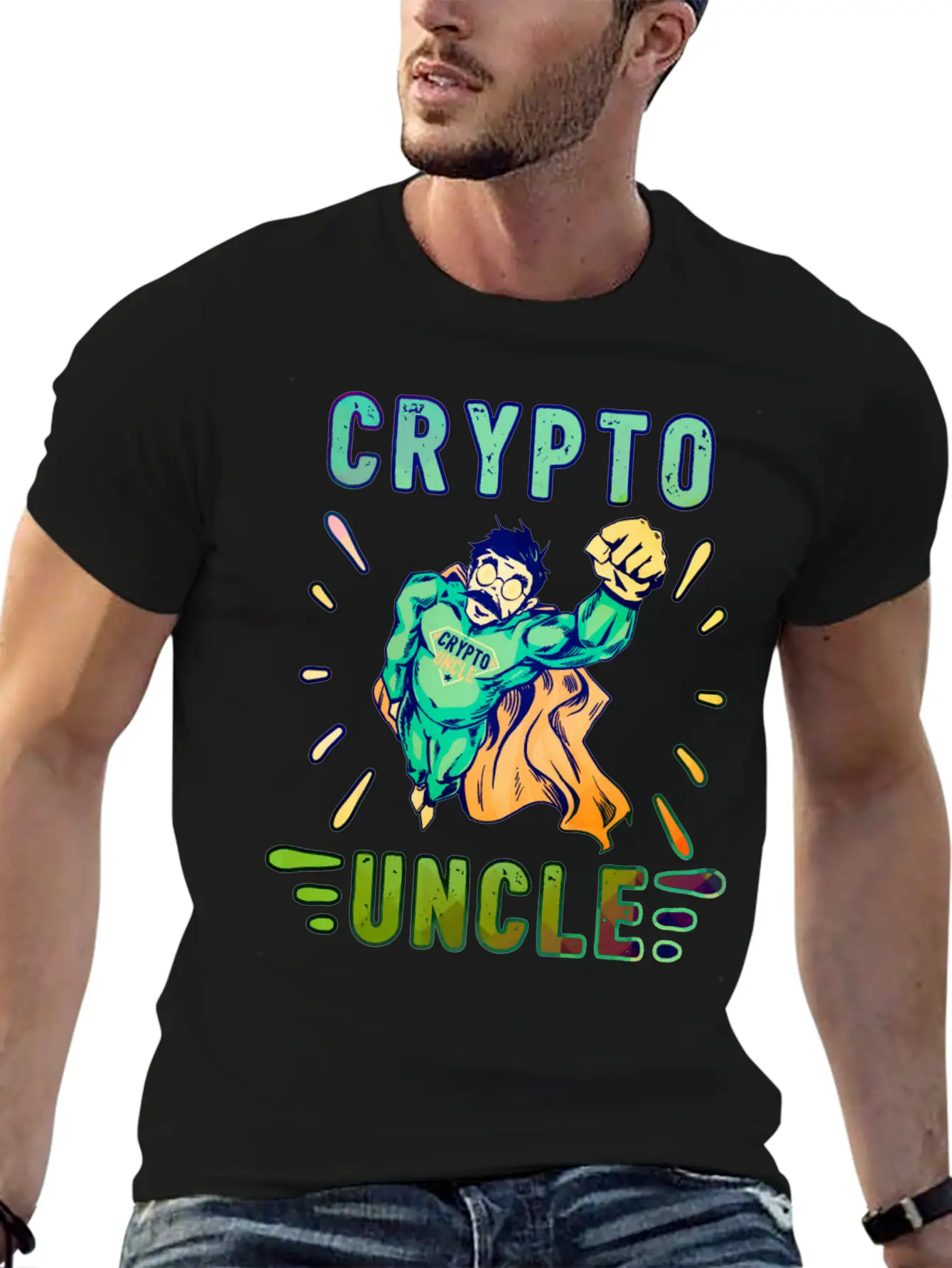Bitcoin Crypto Uncle Cool Trader Crypto Unisex Short Sleeve Soft Cotton T-Shirt – Casual Everyday Wear