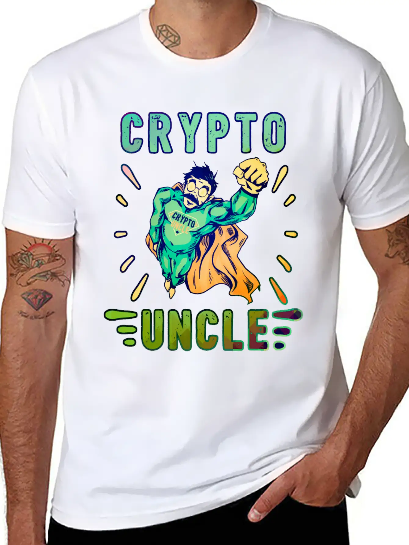 Bitcoin Crypto Uncle Cool Trader Crypto Unisex Short Sleeve Soft Cotton T-Shirt – Casual Everyday Wear