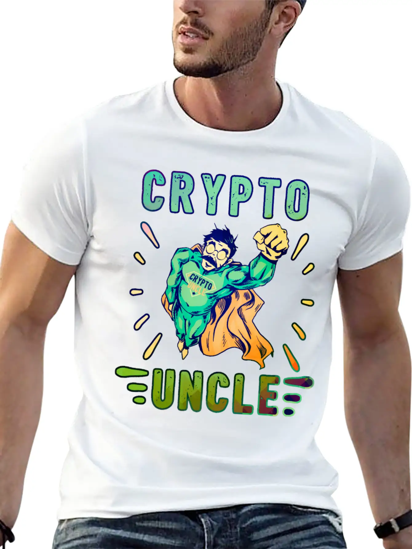 Bitcoin Crypto Uncle Cool Trader Crypto Unisex Short Sleeve Soft Cotton T-Shirt – Casual Everyday Wear