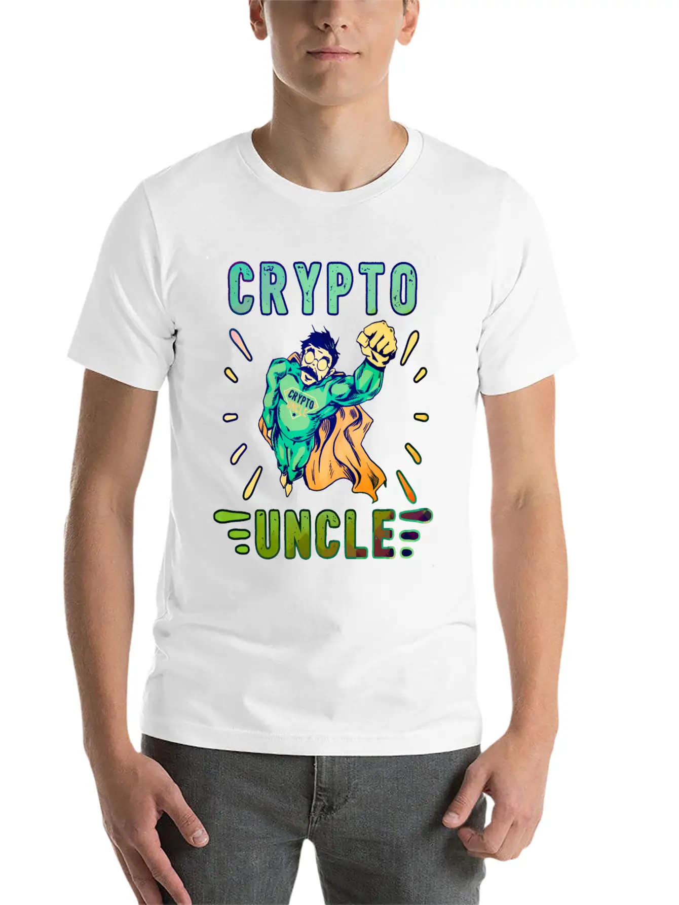 Bitcoin Crypto Uncle Cool Trader Crypto Unisex Short Sleeve Soft Cotton T-Shirt – Casual Everyday Wear