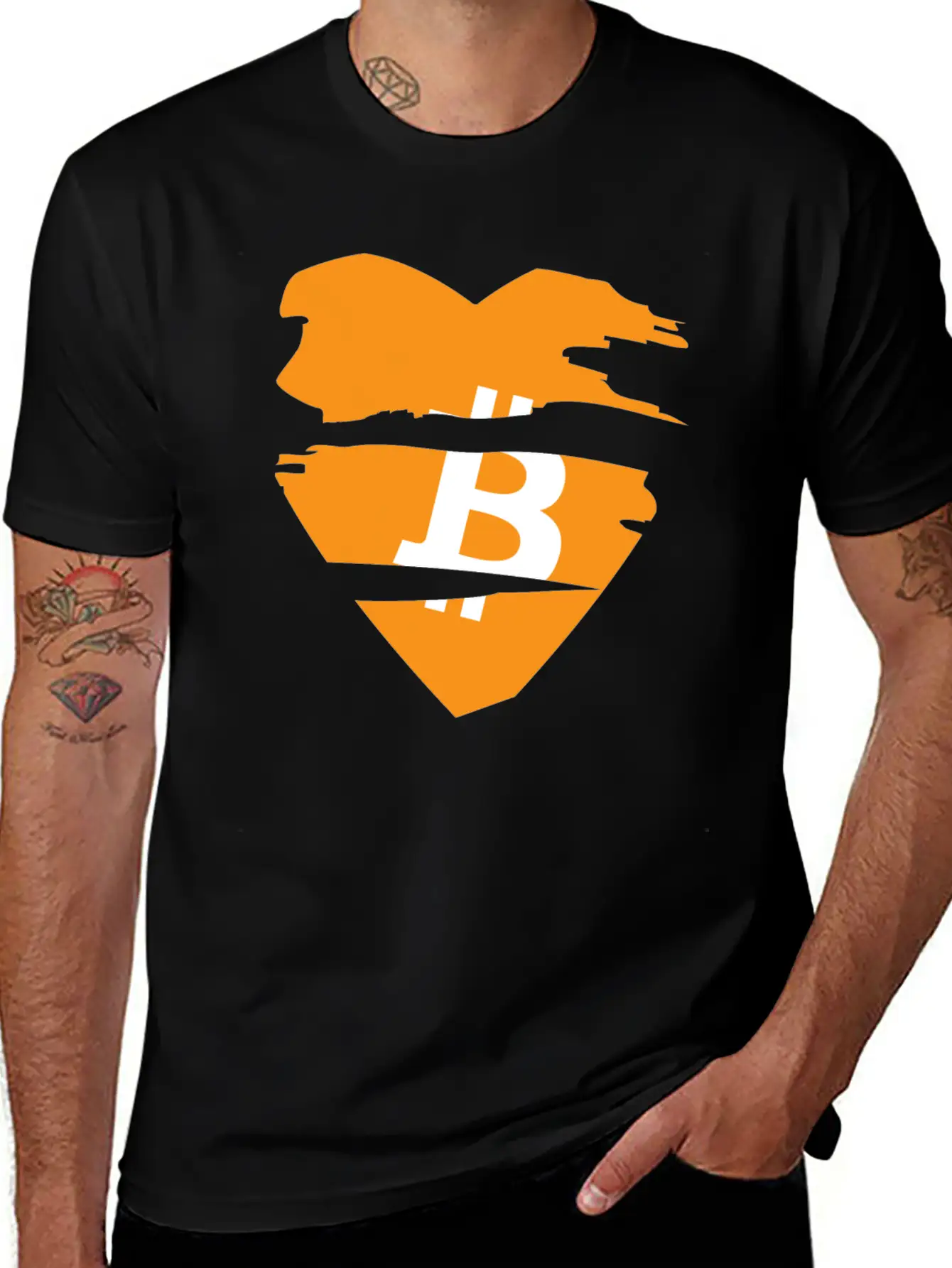 Bitcoin Heart Tear Unisex Short Sleeve Soft Cotton T-Shirt – Casual Everyday Wear