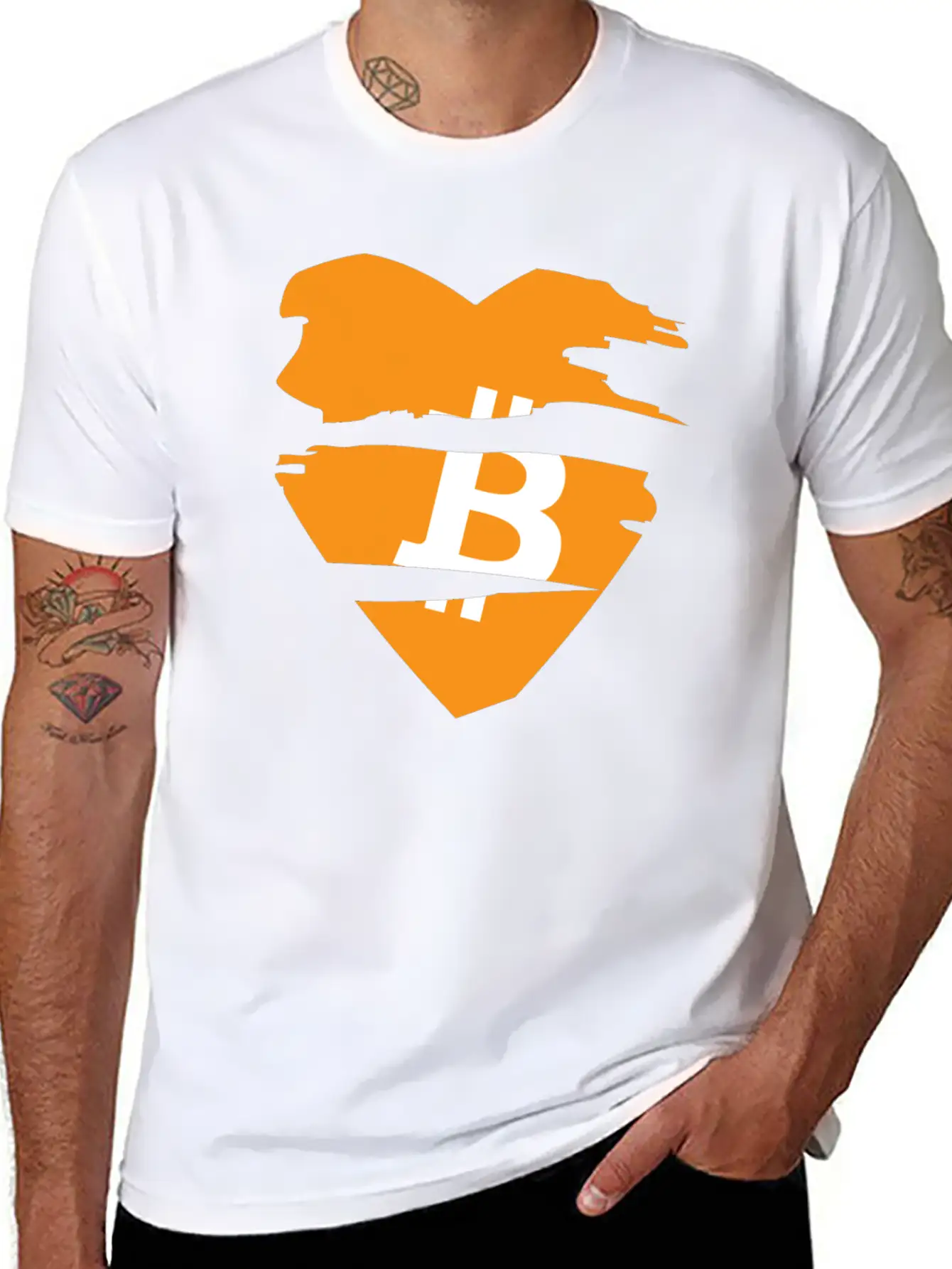Bitcoin Heart Tear Unisex Short Sleeve Soft Cotton T-Shirt – Casual Everyday Wear