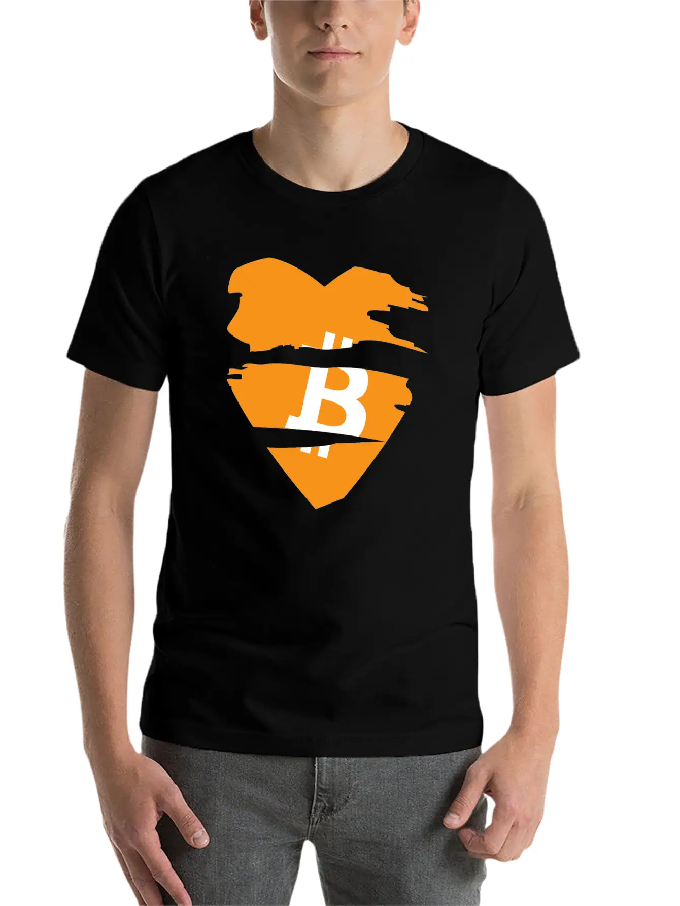 Bitcoin Heart Tear Unisex Short Sleeve Soft Cotton T-Shirt – Casual Everyday Wear