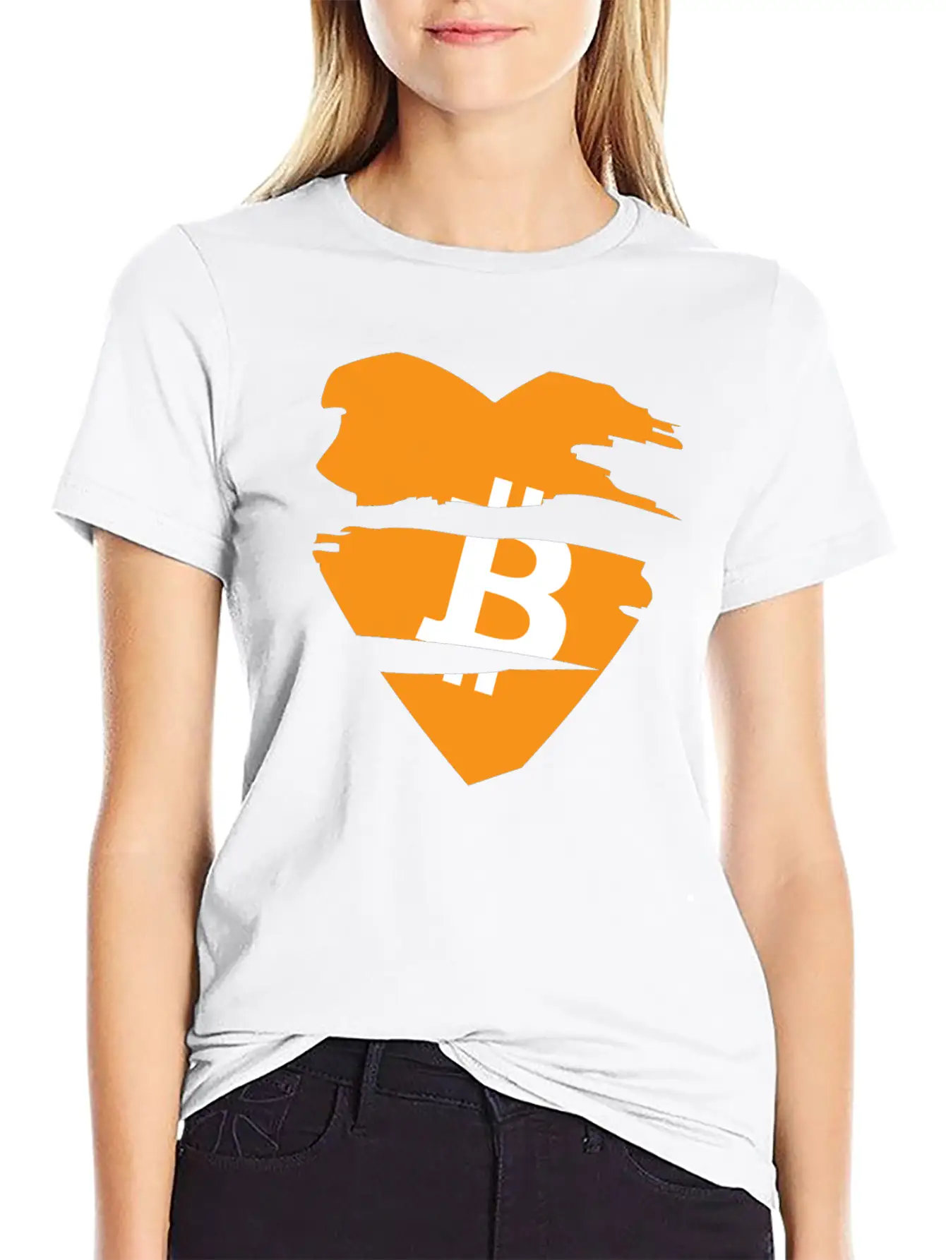 Bitcoin Heart Tear Unisex Short Sleeve Soft Cotton T-Shirt – Casual Everyday Wear