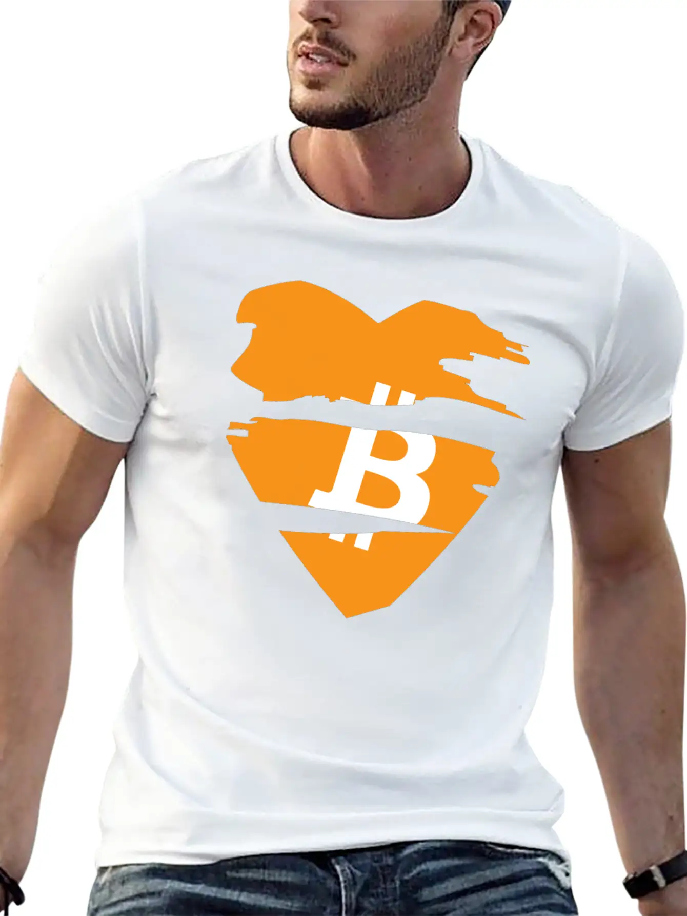 Bitcoin Heart Tear Unisex Short Sleeve Soft Cotton T-Shirt – Casual Everyday Wear