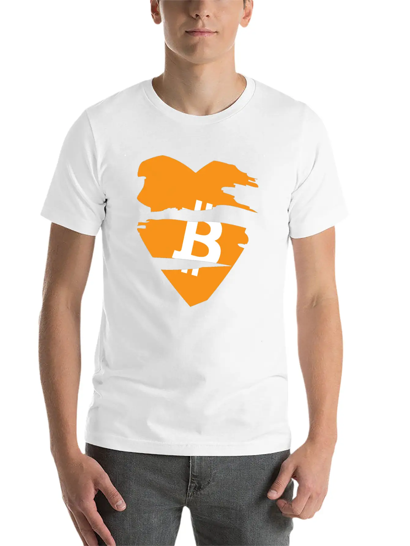 Bitcoin Heart Tear Unisex Short Sleeve Soft Cotton T-Shirt – Casual Everyday Wear