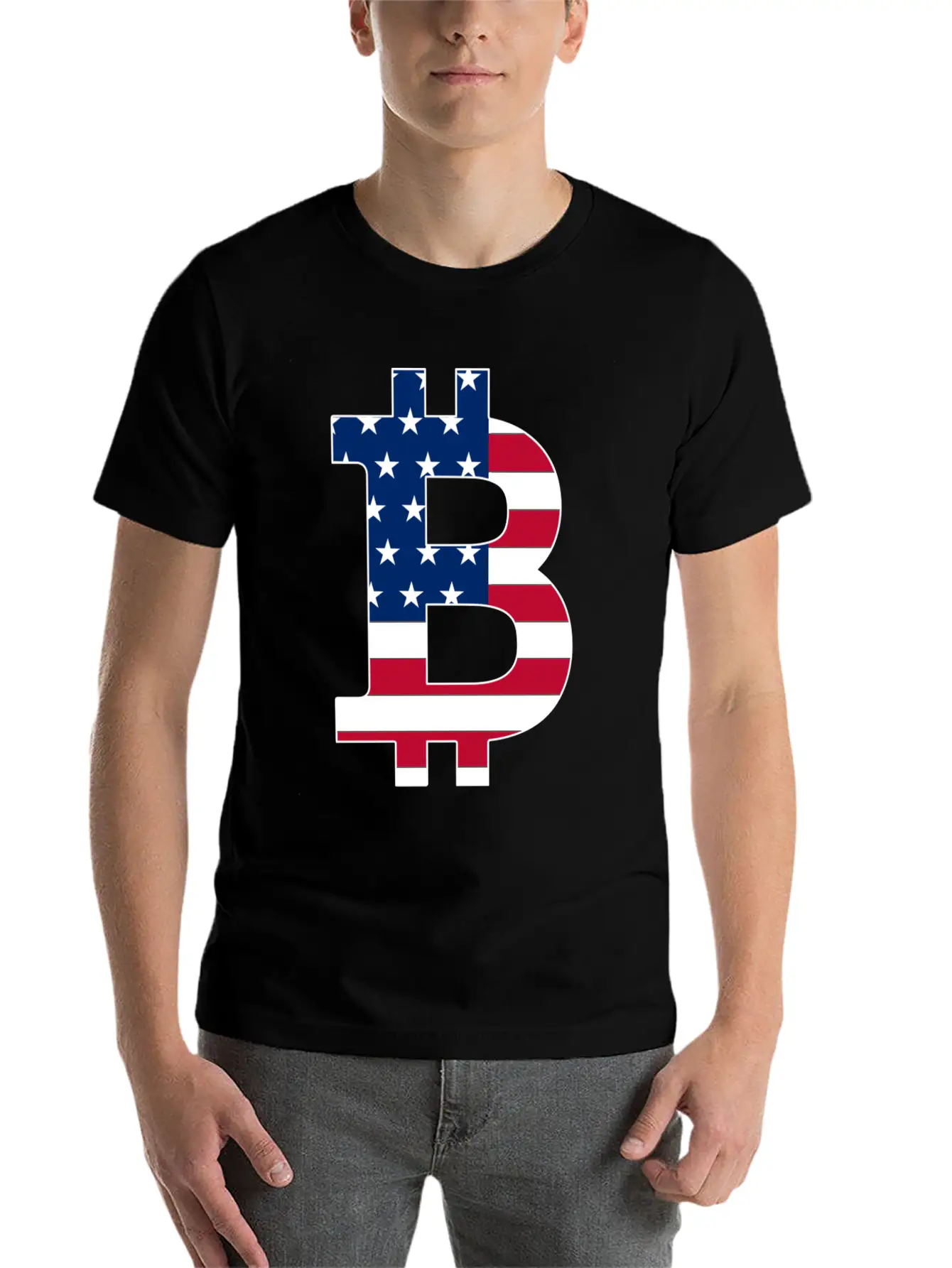 BITCOIN In USA Style Basic Graphic T-Shirt – Daily Comfort In Soft Cotton