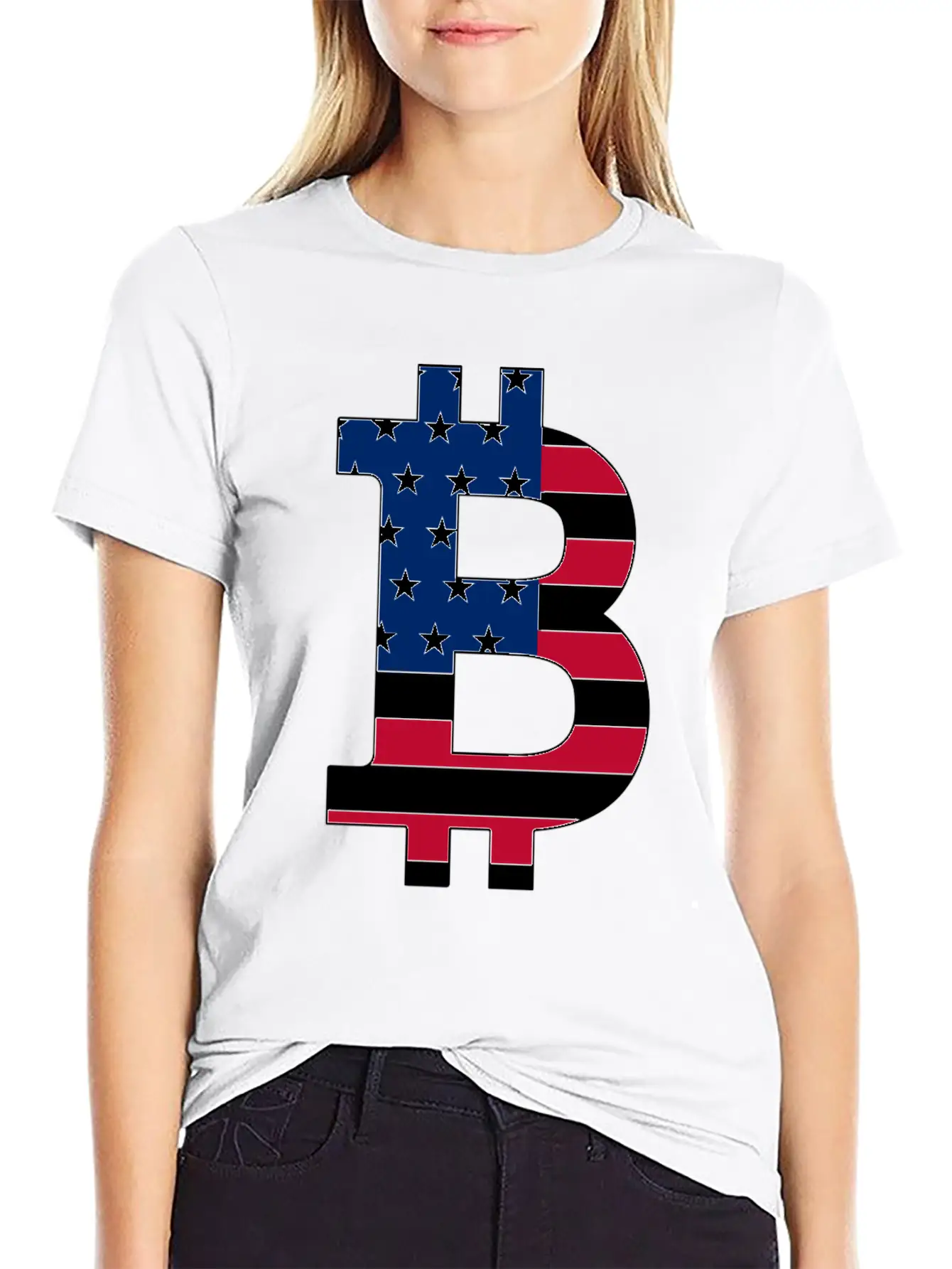 BITCOIN In USA Style Basic Graphic T-Shirt – Daily Comfort In Soft Cotton
