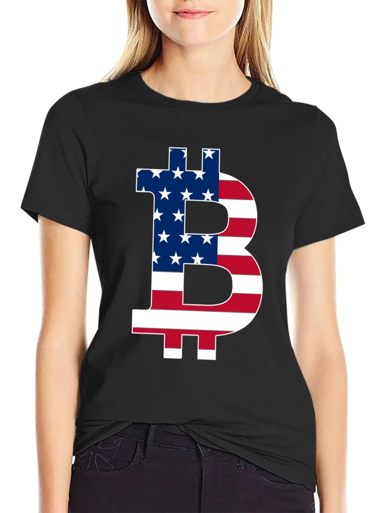 BITCOIN In USA Style Basic Graphic T-Shirt – Daily Comfort In Soft Cotton
