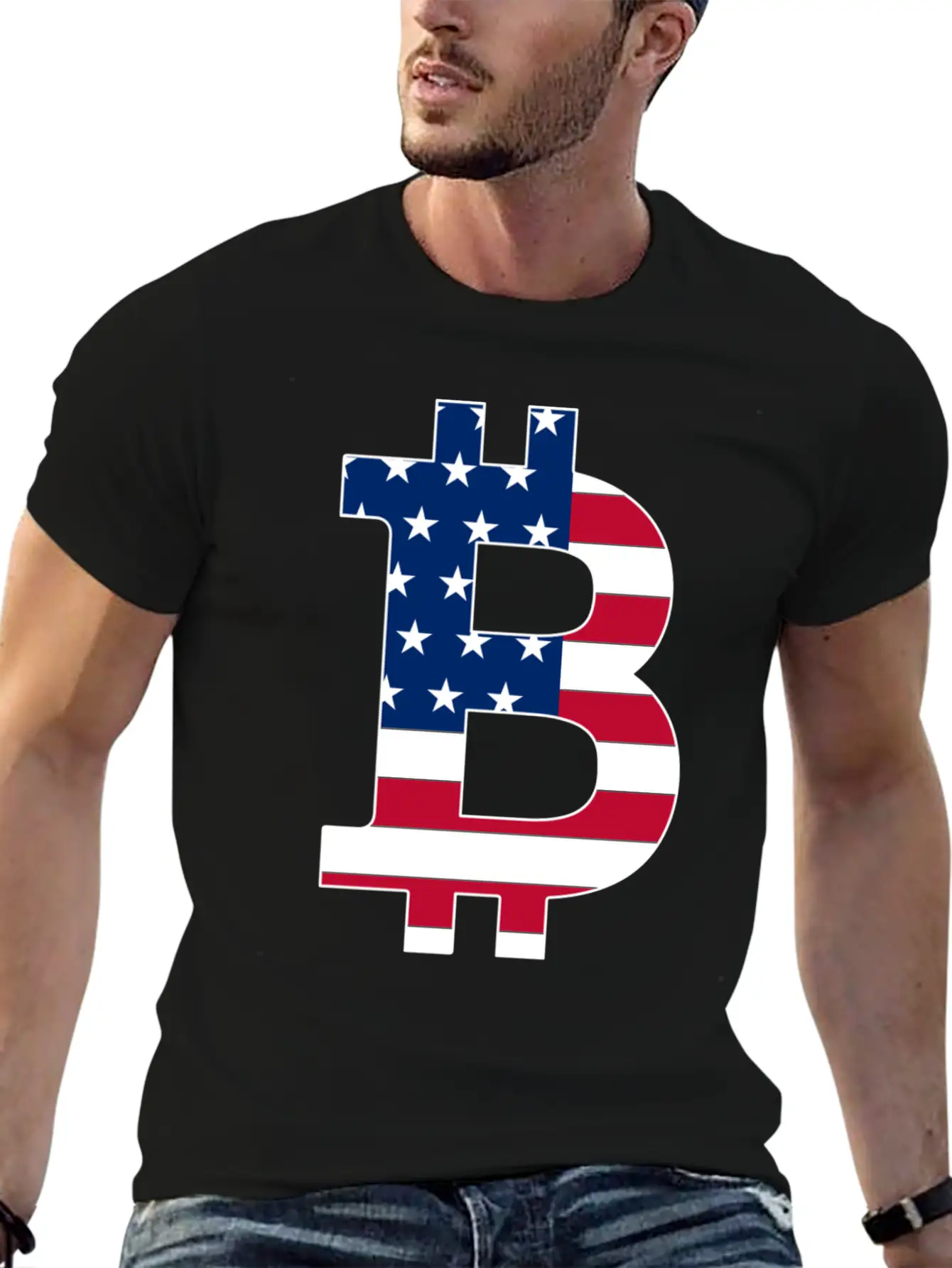BITCOIN In USA Style Basic Graphic T-Shirt – Daily Comfort In Soft Cotton