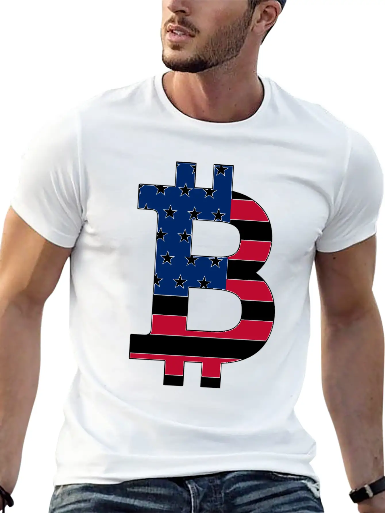 BITCOIN In USA Style Basic Graphic T-Shirt – Daily Comfort In Soft Cotton