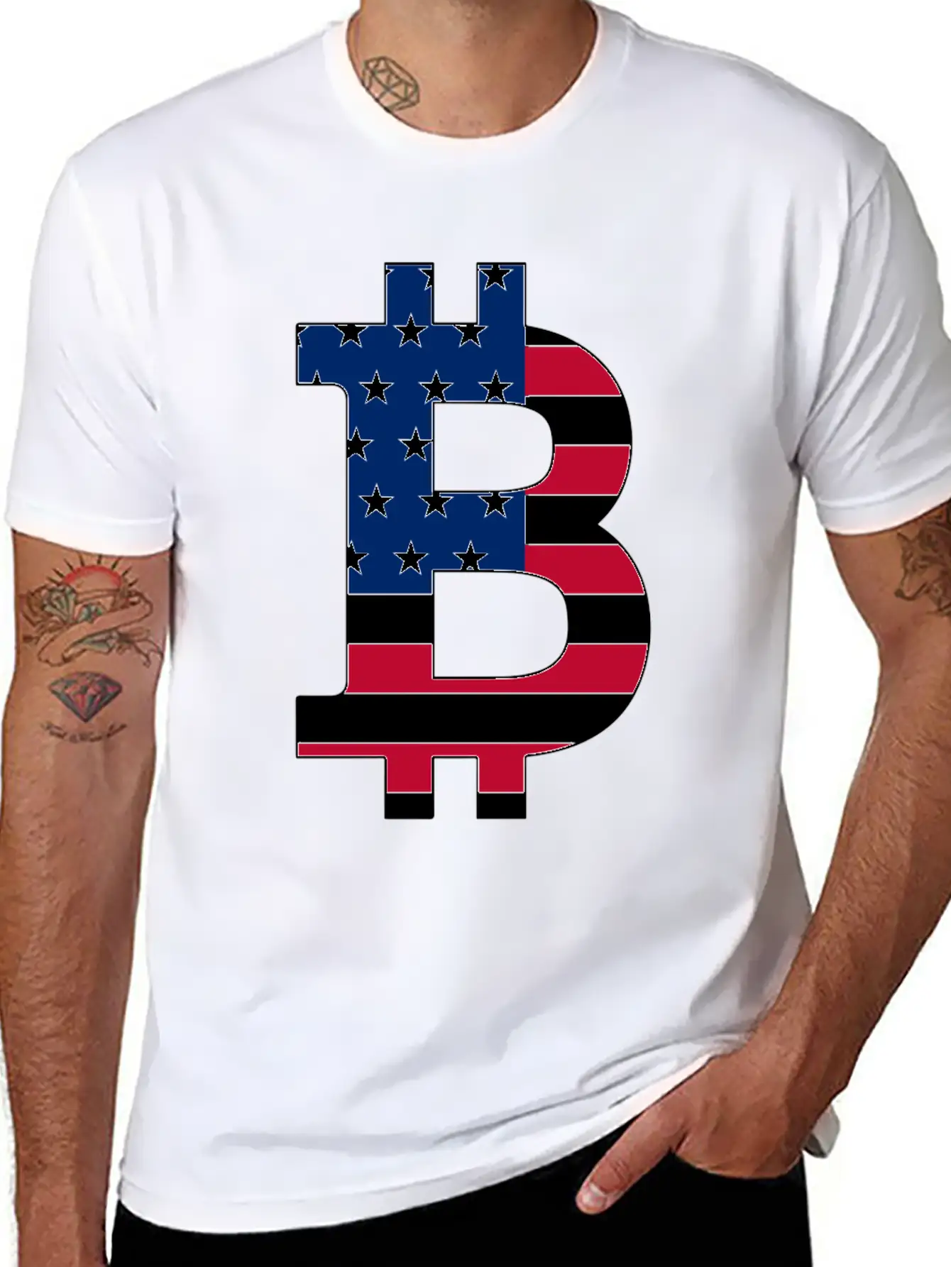 BITCOIN In USA Style Basic Graphic T-Shirt – Daily Comfort In Soft Cotton