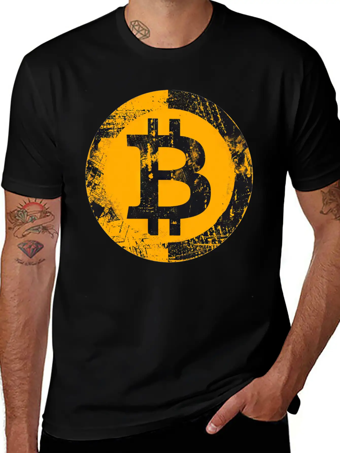 Bitcoin Logo Grunge Digital Gold Essential Unisex Summer Tee – Soft Cotton Casual Fit
