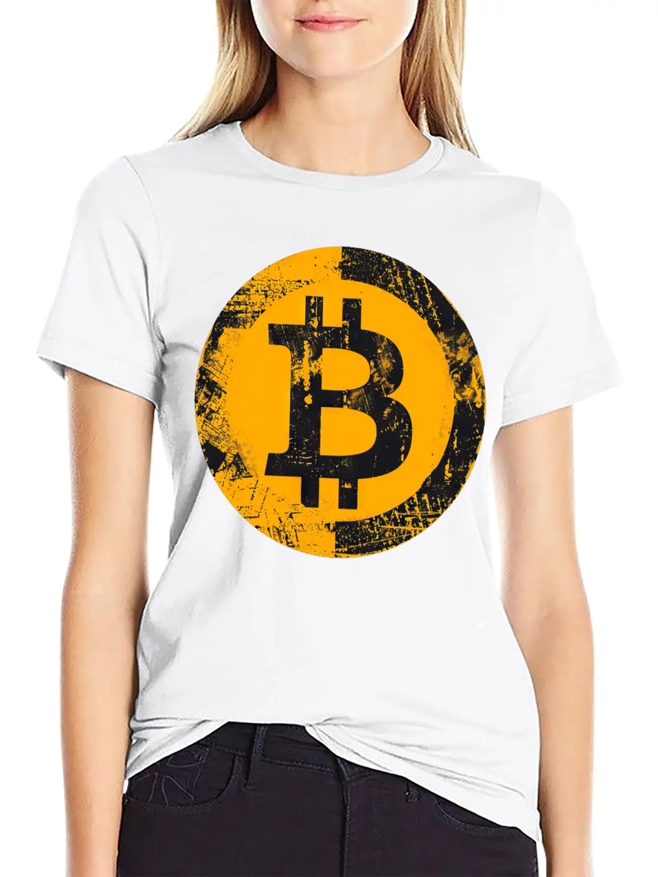 Bitcoin Logo Grunge Digital Gold Essential Unisex Summer Tee – Soft Cotton Casual Fit