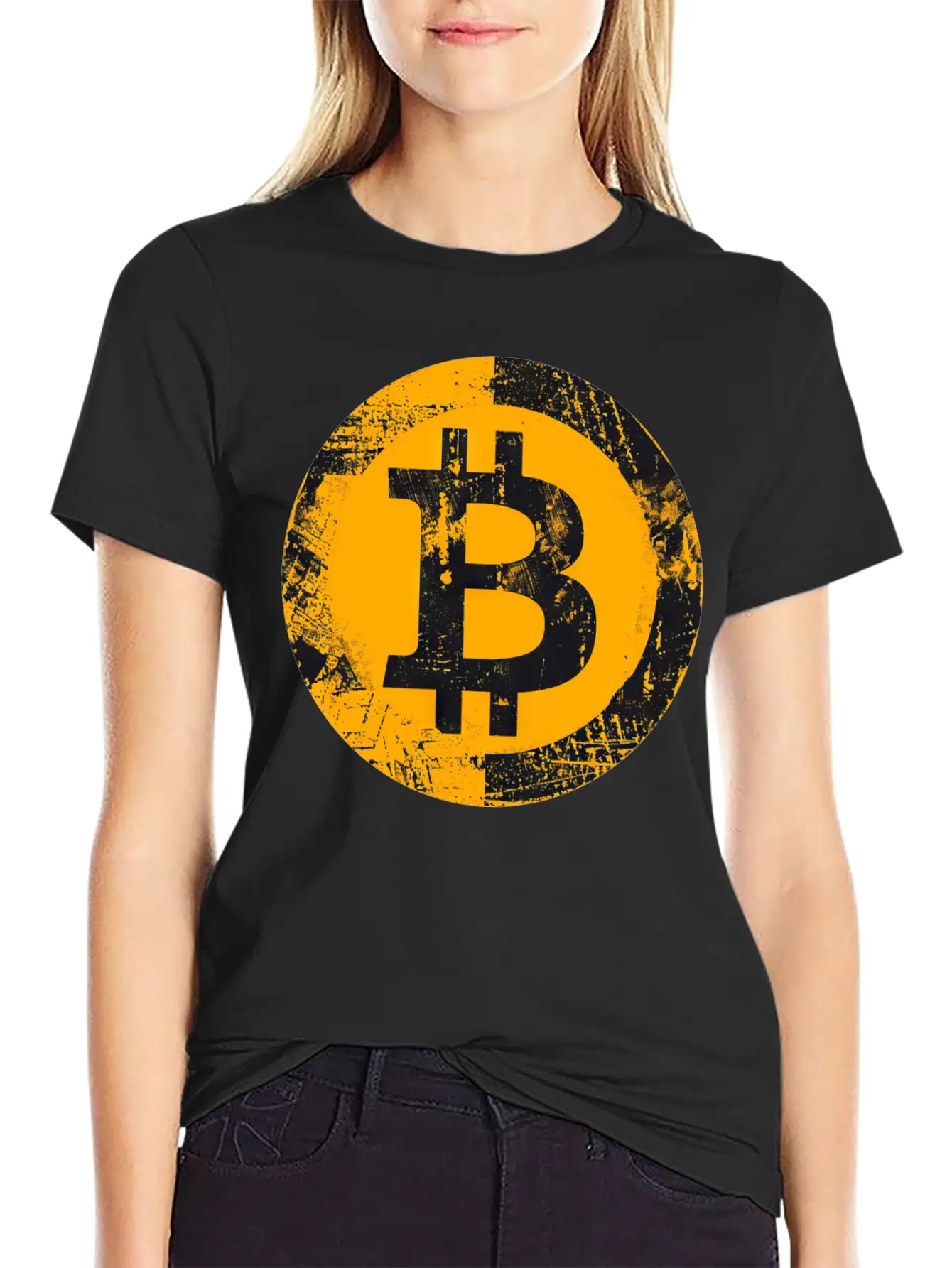 Bitcoin Logo Grunge Digital Gold Essential Unisex Summer Tee – Soft Cotton Casual Fit